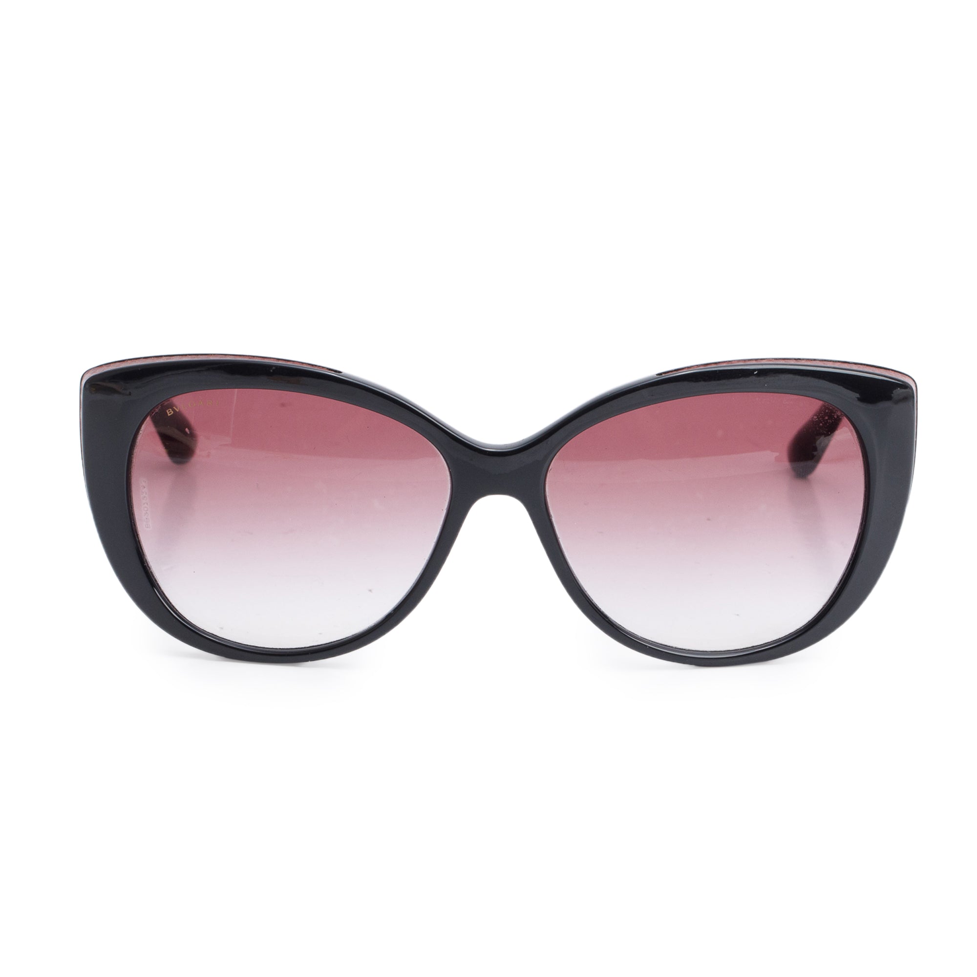 BVLGARI Black Acetate 8157-B-Q Crystal Bvlgari Cat-Eye Sunglasses