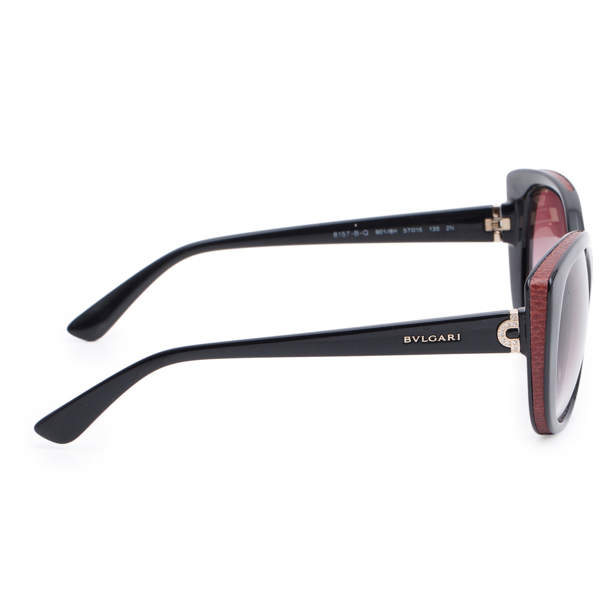BVLGARI Black Acetate 8157-B-Q Crystal Bvlgari Cat-Eye Sunglasses