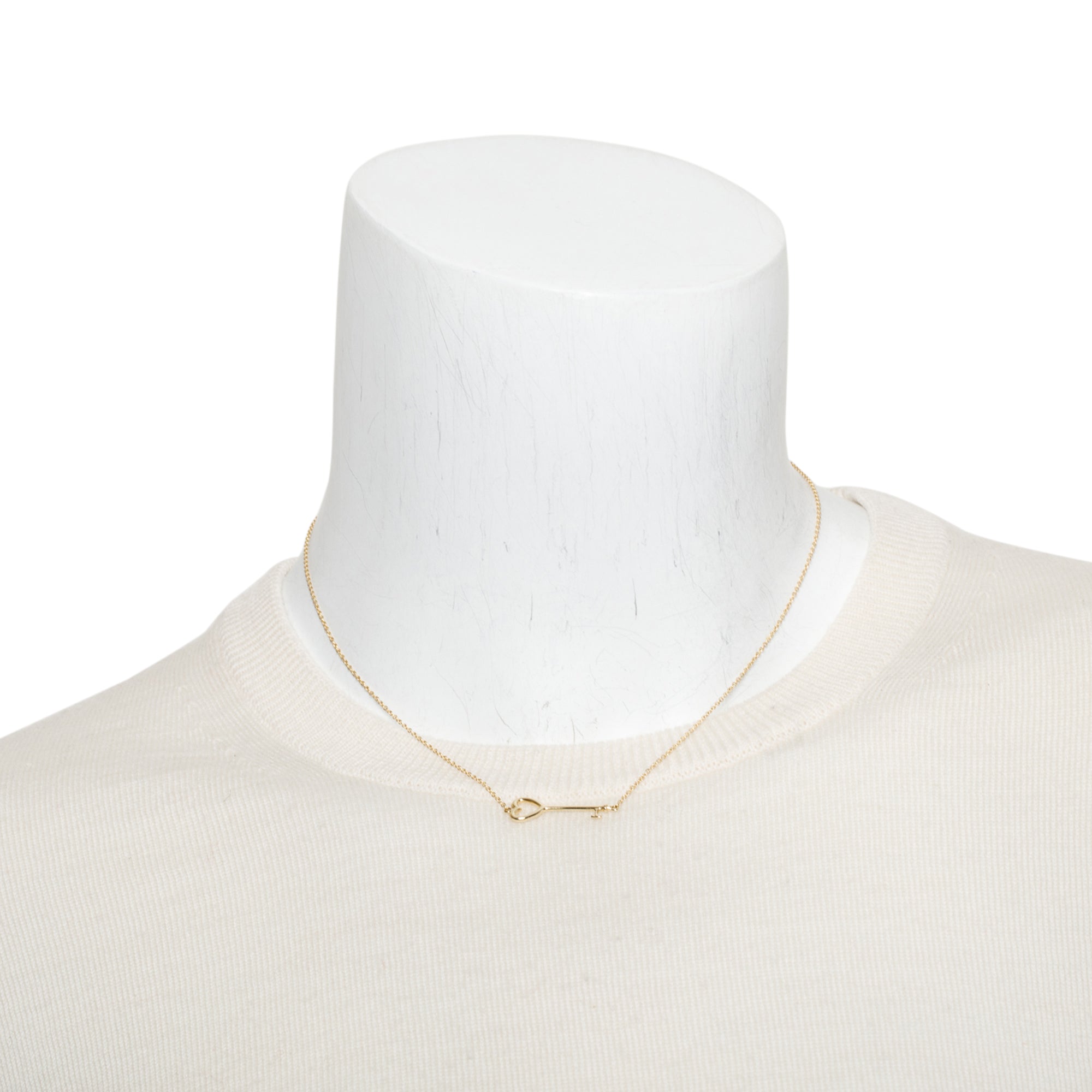 Tiffany & Co. 18k Yellow Gold East West Heart Key Pendant Necklace w/ Box