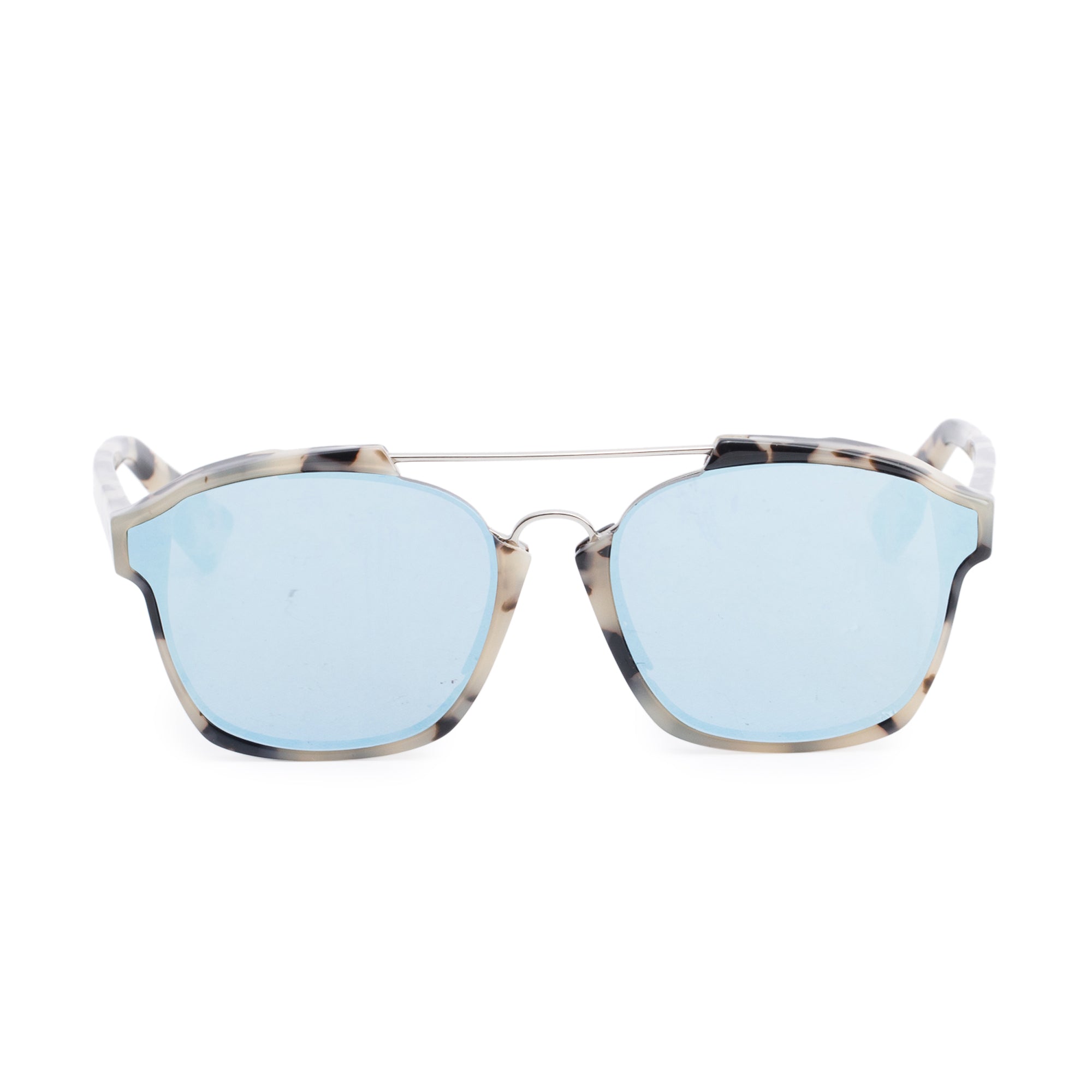 Christian Dior Grey Spotted Havana Acetate Abstract Mirrored Square Sunglasses