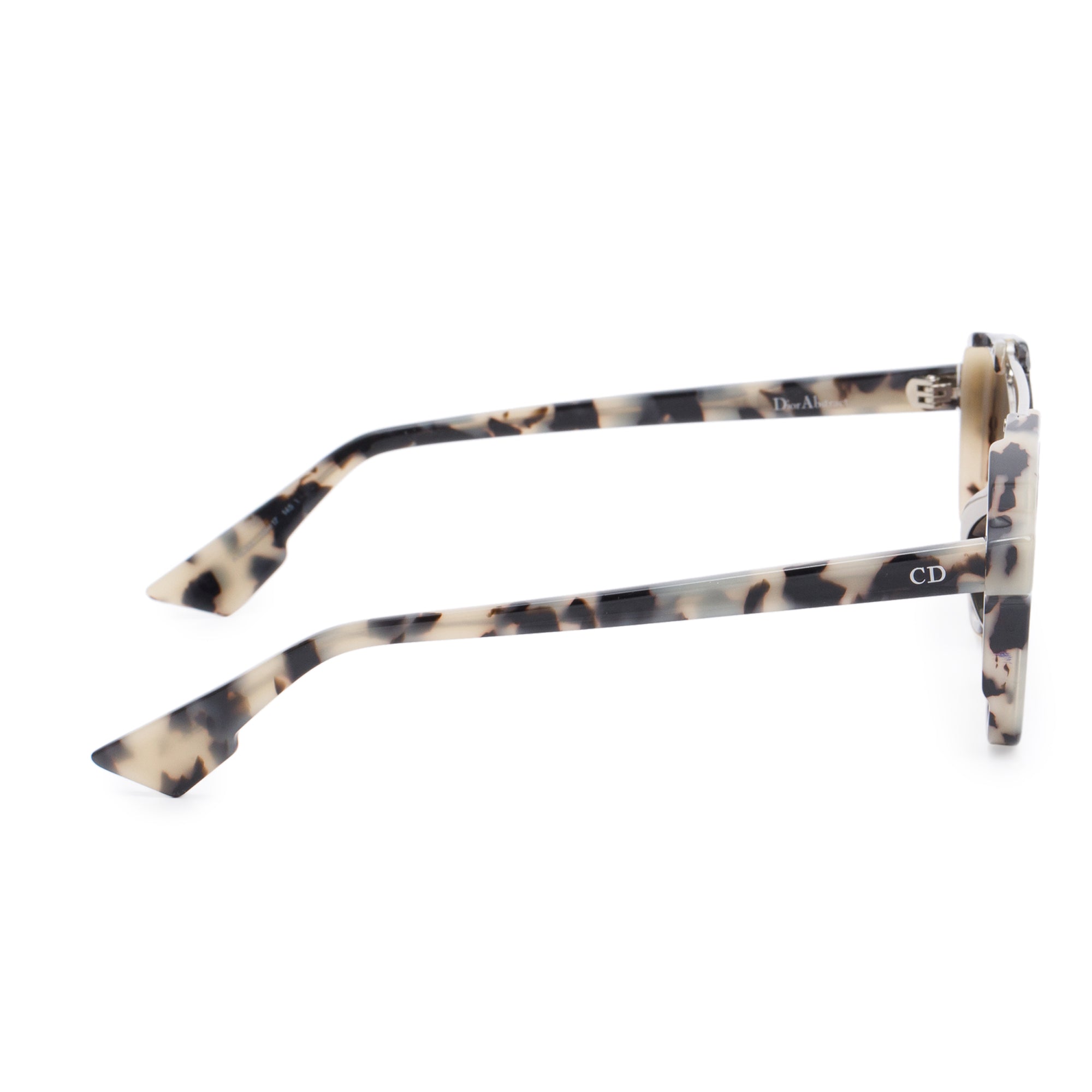 Christian Dior Grey Spotted Havana Acetate Abstract Mirrored Square Sunglasses