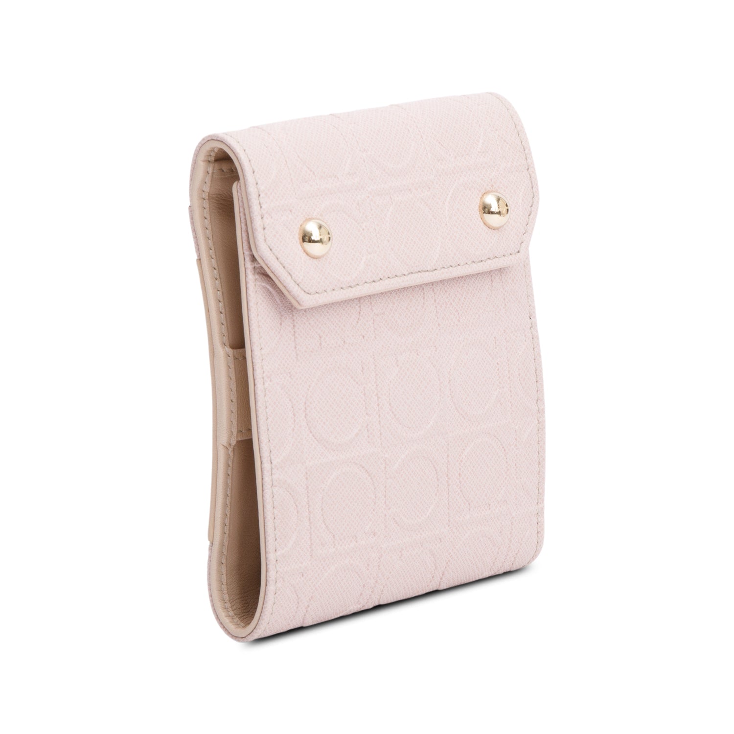Ferragamo Pink Gancini Embossed Leather Small Flap Wallet Crossbody Bag