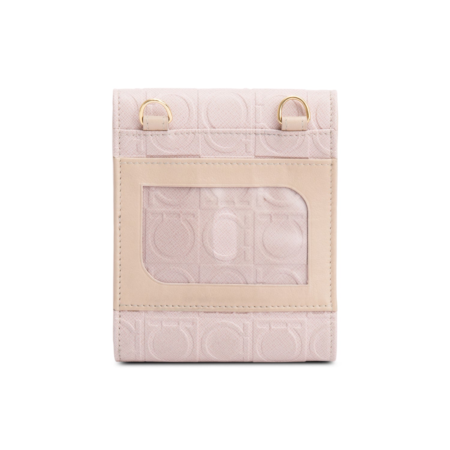 Ferragamo Pink Gancini Embossed Leather Small Flap Wallet Crossbody Bag