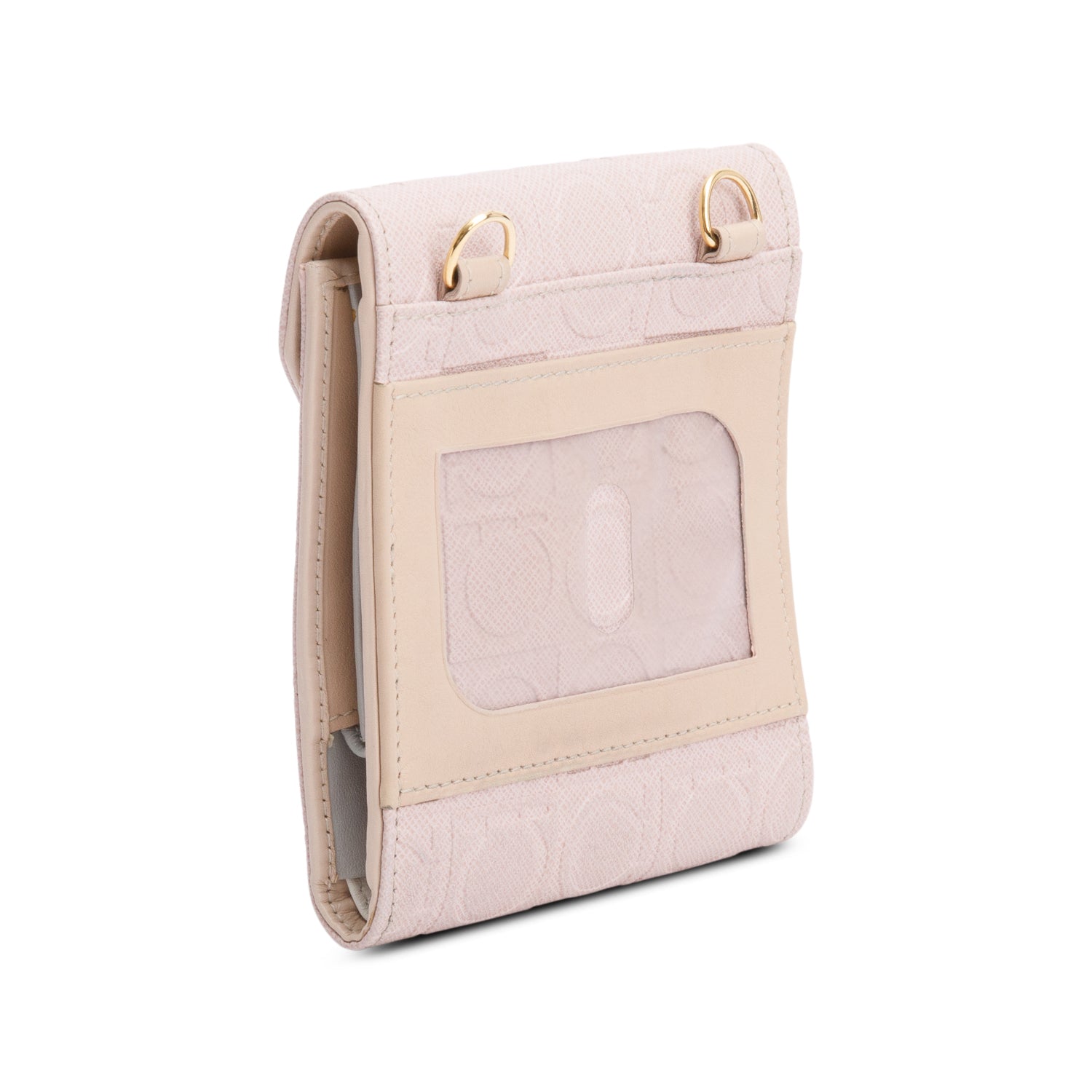 Ferragamo Pink Gancini Embossed Leather Small Flap Wallet Crossbody Bag