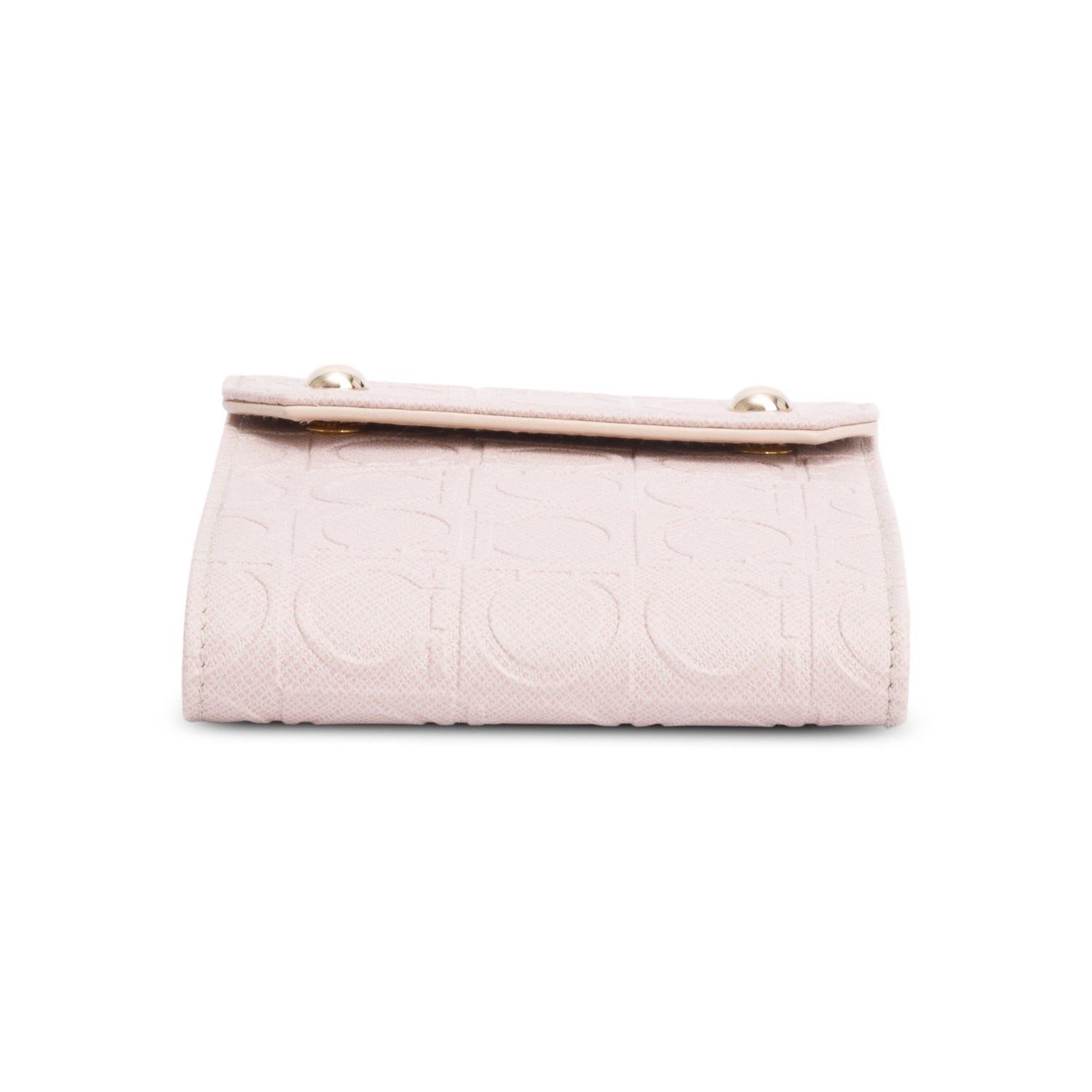 Ferragamo Pink Gancini Embossed Leather Small Flap Wallet Crossbody Bag
