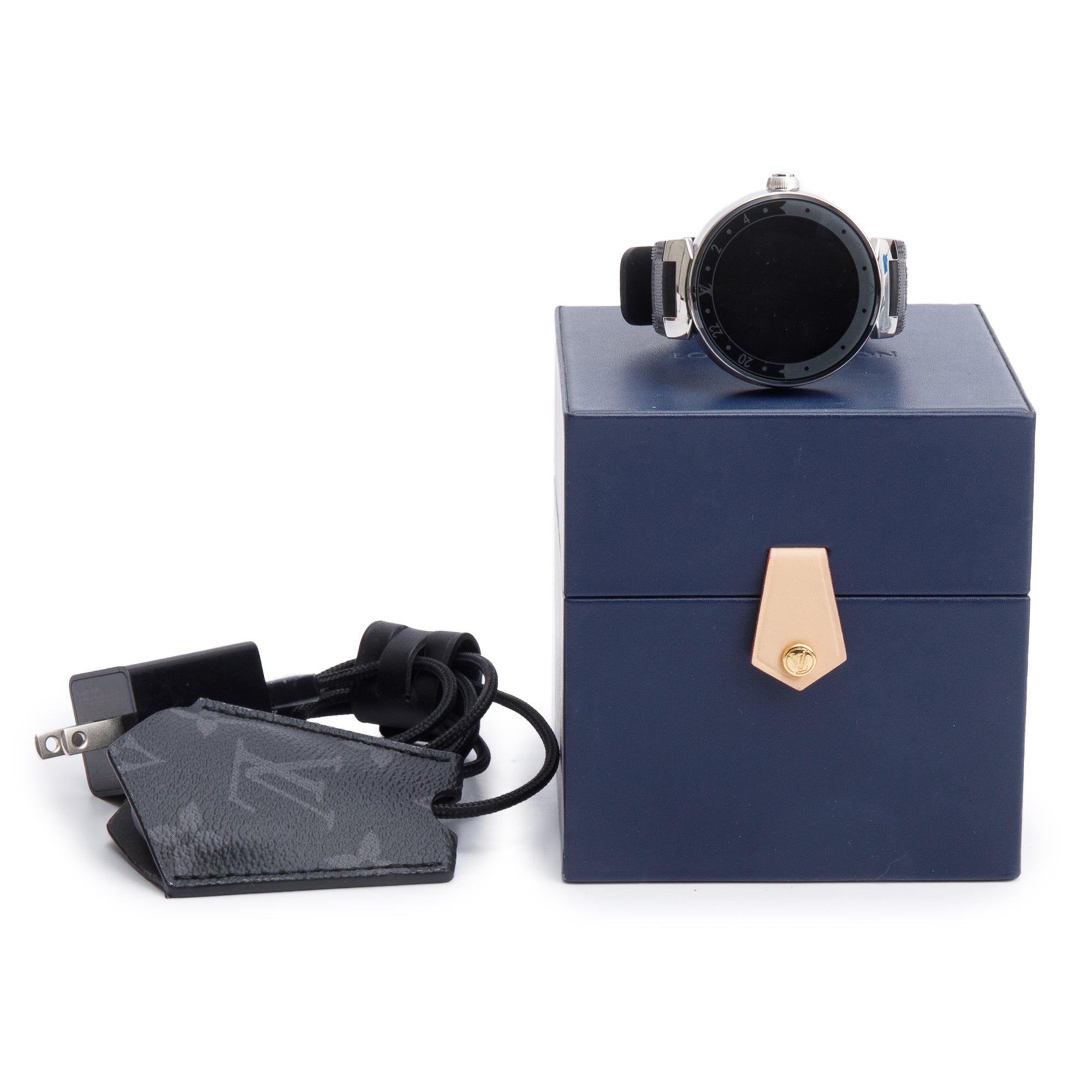 Louis Vuitton Stainless Steel Tambour Horizon 43 MM Digital Smart Watch QA050 w/ Box & Charger