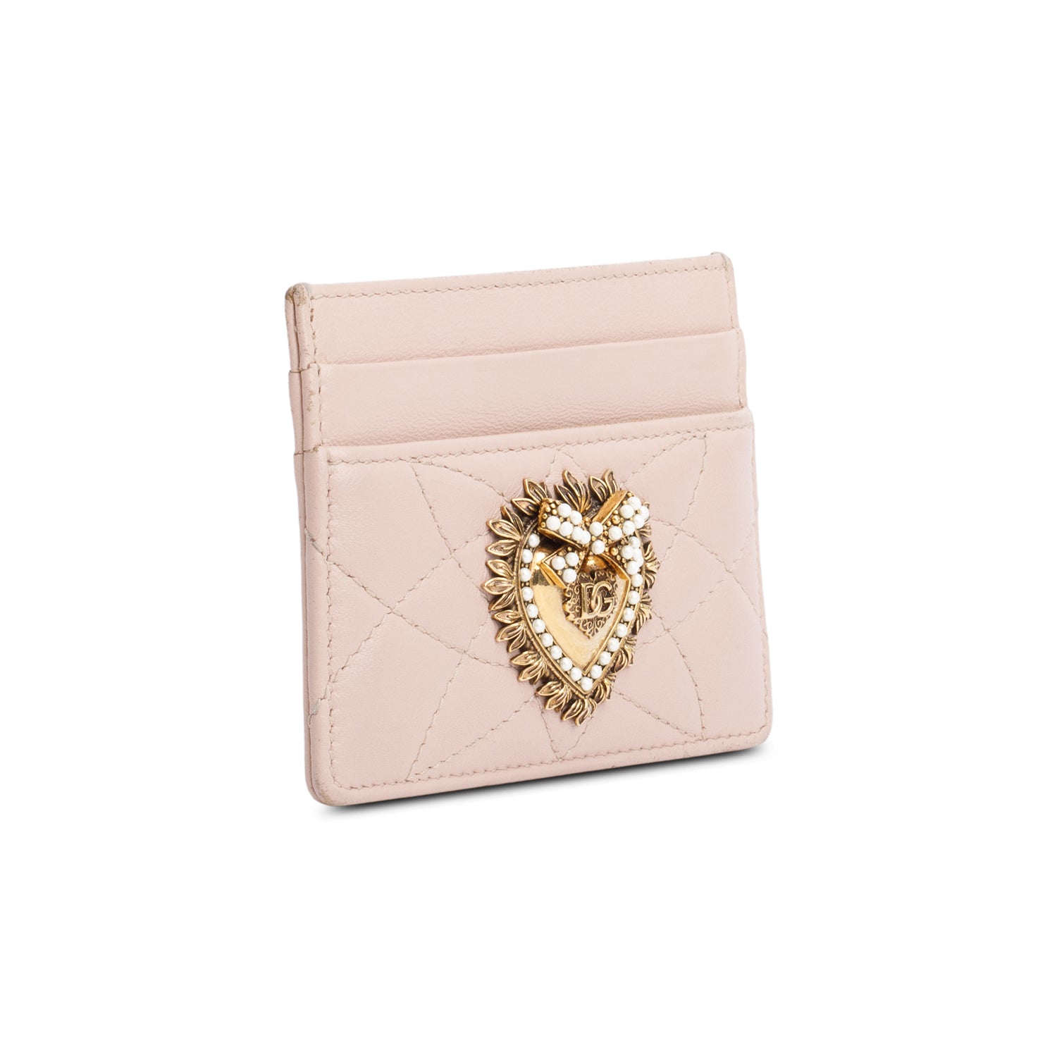 Dolce & Gabbana Beige Calfskin Leather Devotion Card Holder