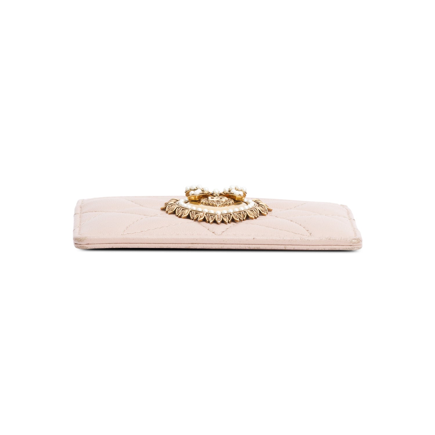 Dolce & Gabbana Beige Calfskin Leather Devotion Card Holder