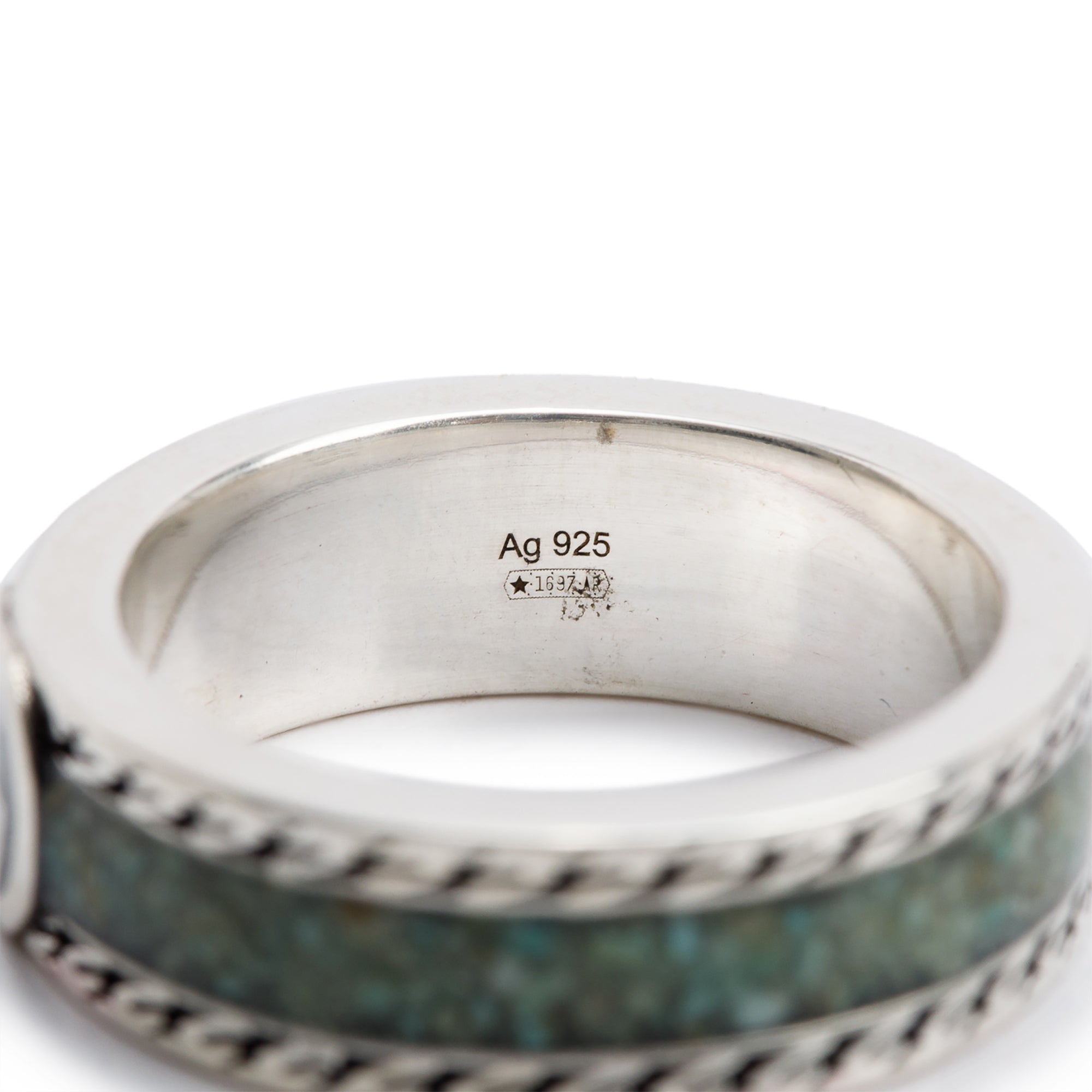 Gucci Sterling Silver Enamel Interlocking G Ring, Size 12 6