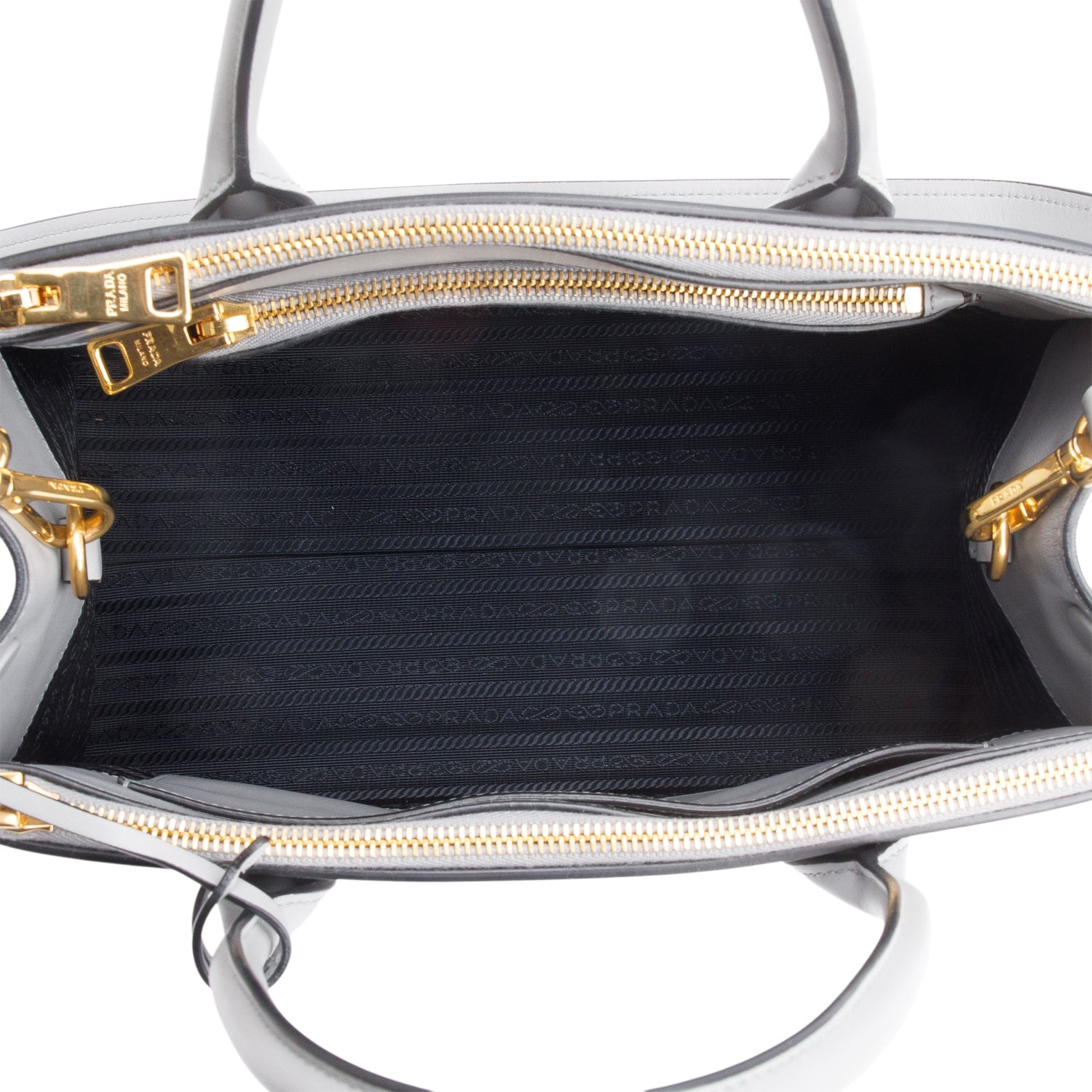Prada Grey Saffiano & City Calf Leather Small Paradigme Tote w/ Strap