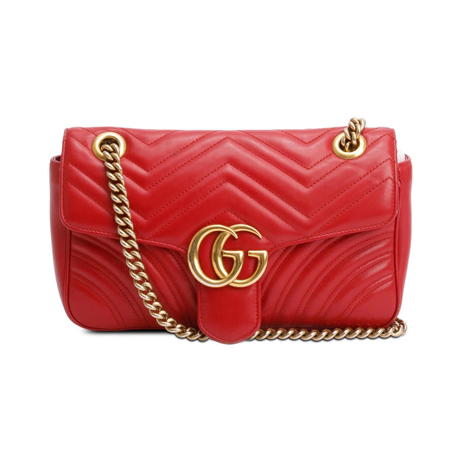 Gucci Red GG Marmont Matelasse Small Shoulder Bag