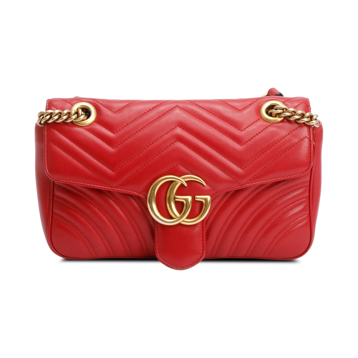 Gucci Red GG Marmont Matelasse Small Shoulder Bag