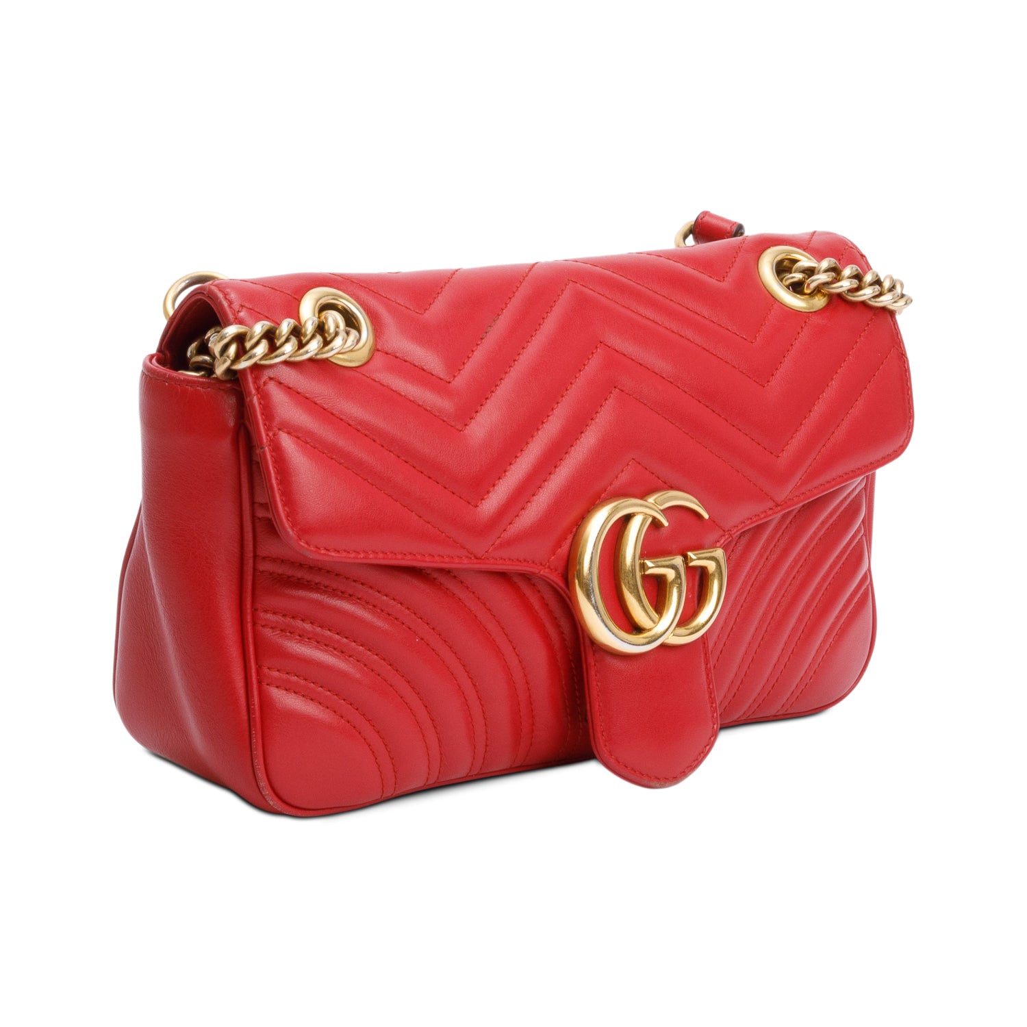 Gucci Red GG Marmont Matelasse Small Shoulder Bag