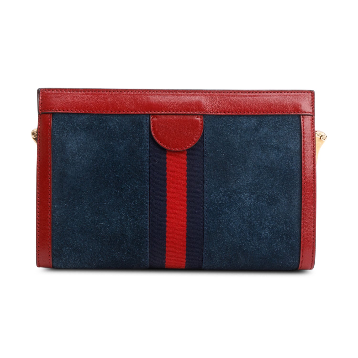 Gucci Blue Suede Red Patent Leather Web Ophidia Medium Chain Shoulder Bag