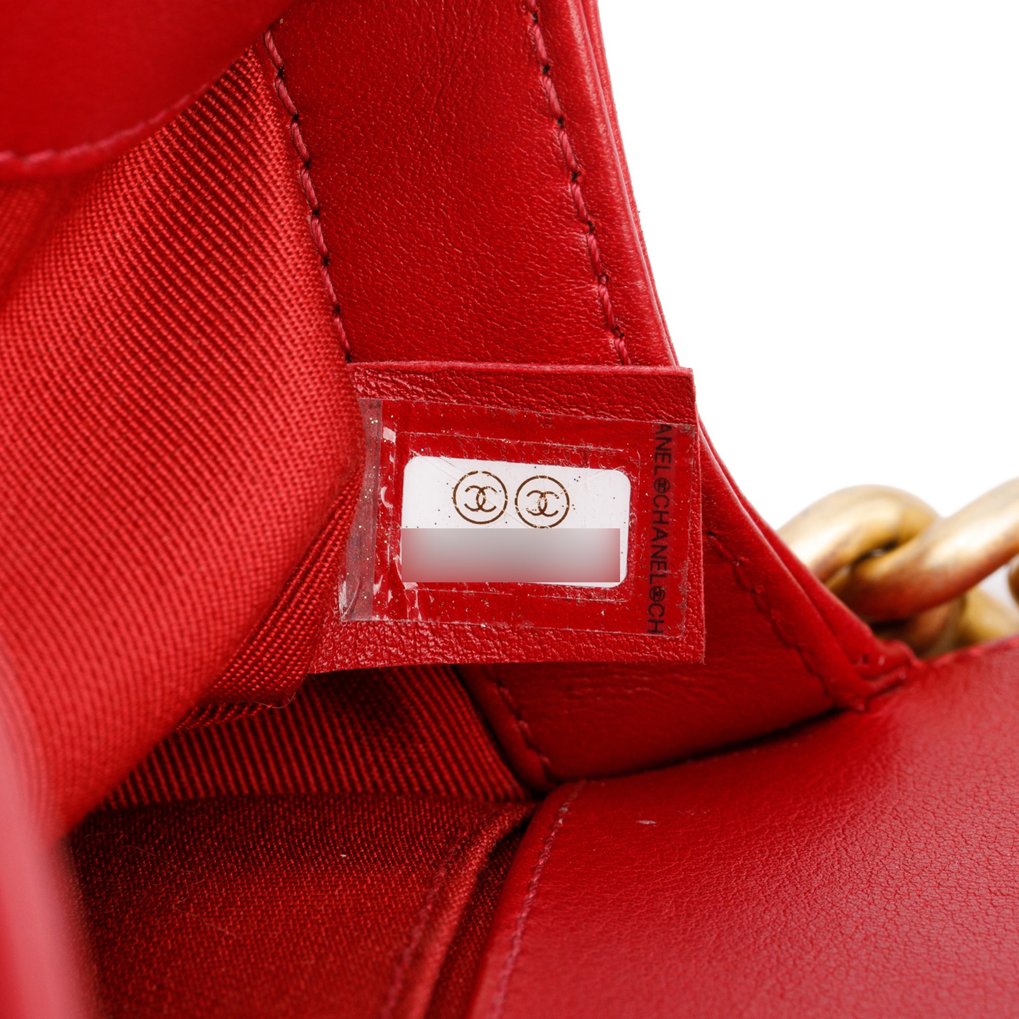 Chanel 2020 Red Quilted Lambskin Leather Small Logo Top Handle Boy Bag w/ Box, Receipt & Authenticity Card