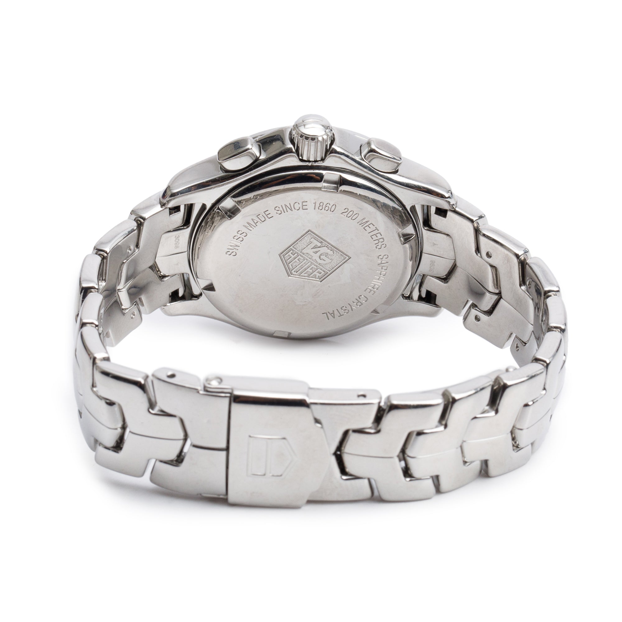 Tag Heuer Stainless Steel Link Diamond Bezel & Mother of Pearl Diamond Dial 33 MM Chronograph Quartz Watch CJF1314