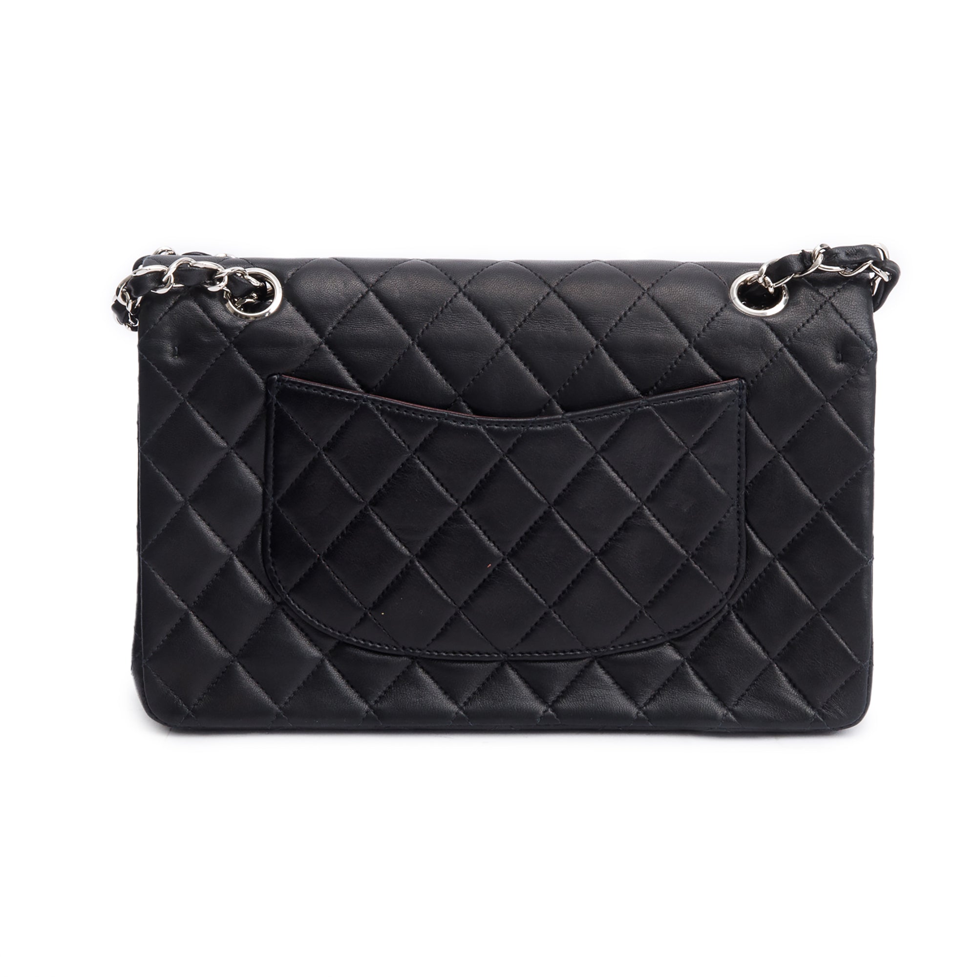 Chanel Vintage Black Quilted Lambskin Leather Classic Medium Double Flap Bag