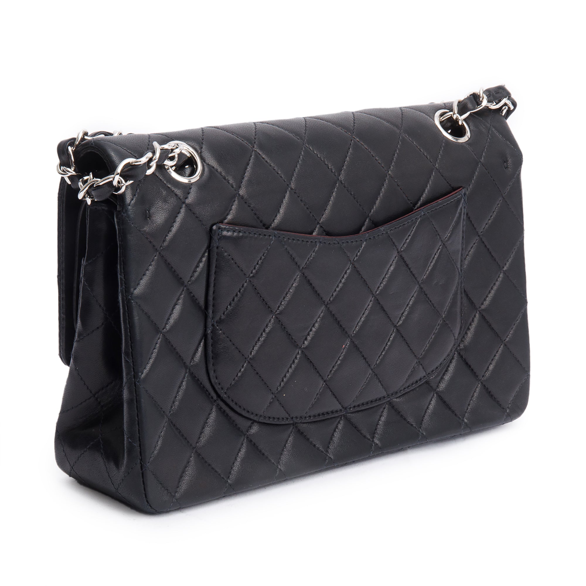 Chanel Vintage Black Quilted Lambskin Leather Classic Medium Double Flap Bag