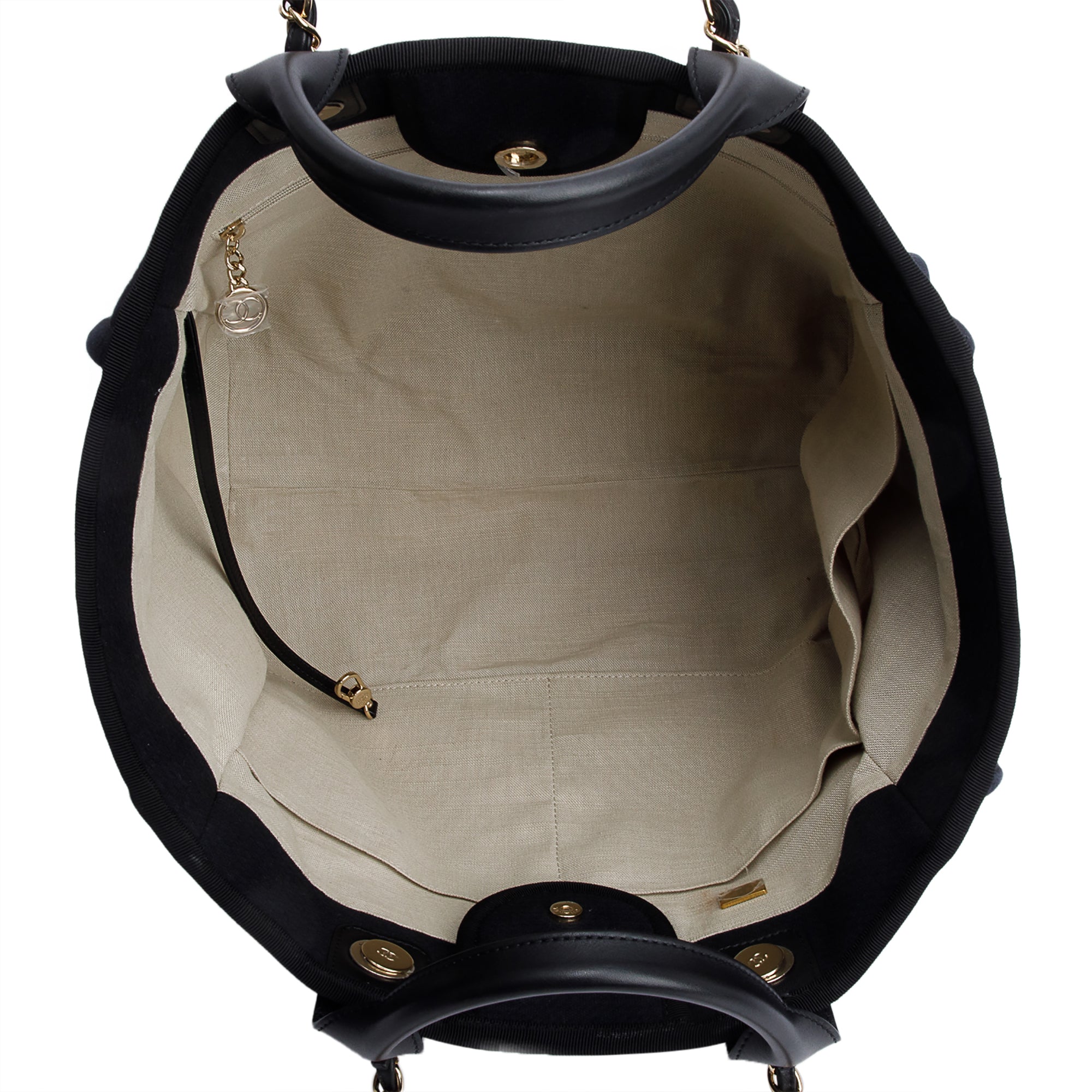 Chanel 2024 Black Canvas Calfskin Leather Trim Medium Deauville Shopping Tote w/ Box & Receipt