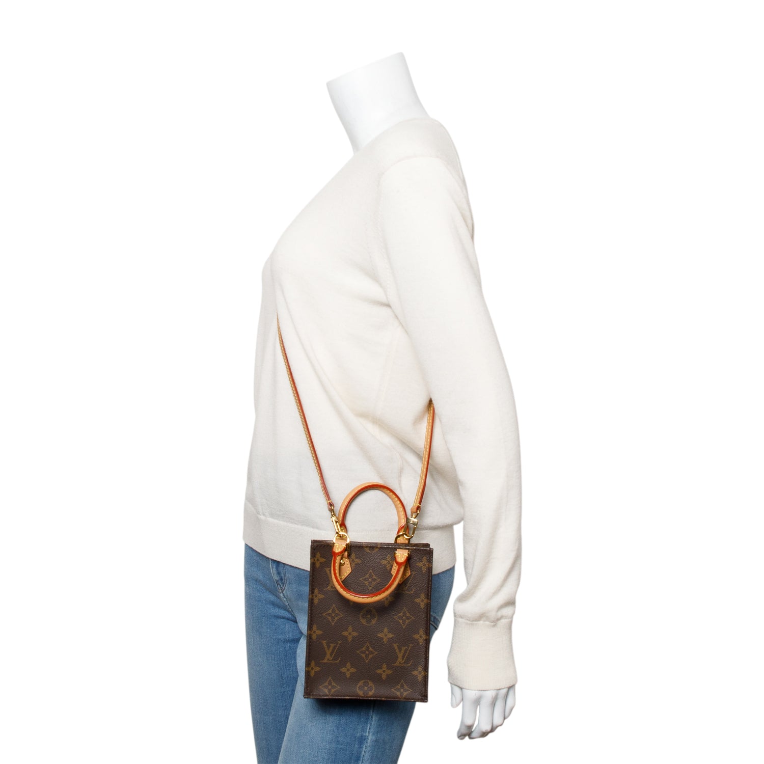 Louis Vuitton Monogram Petit Sac Plat w/ Strap & Box