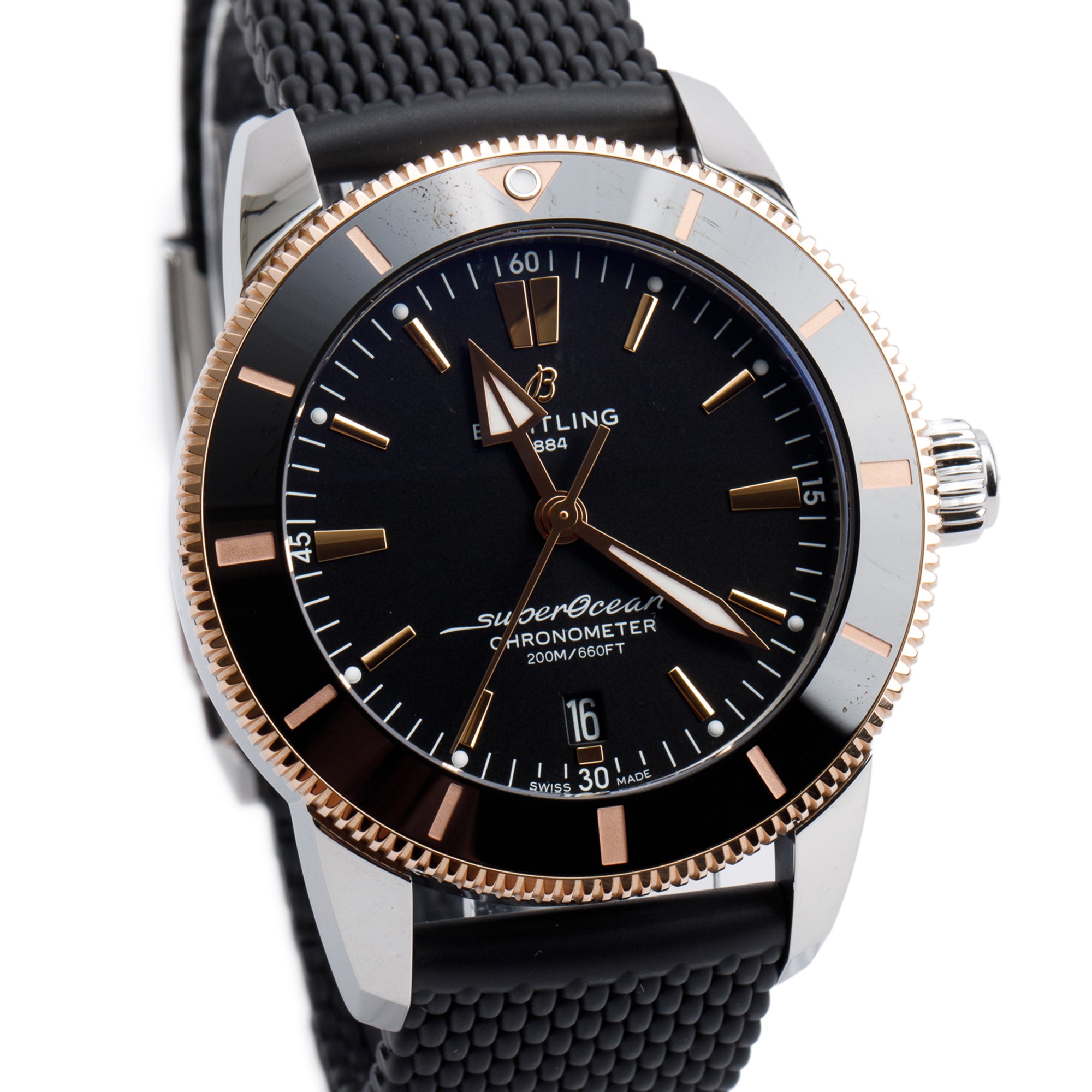 Breitling Stainless Steel & 18k Rose Gold Superocean Heritage B20 44 MM Automatic Watch UB2030 w/ Box & Papers