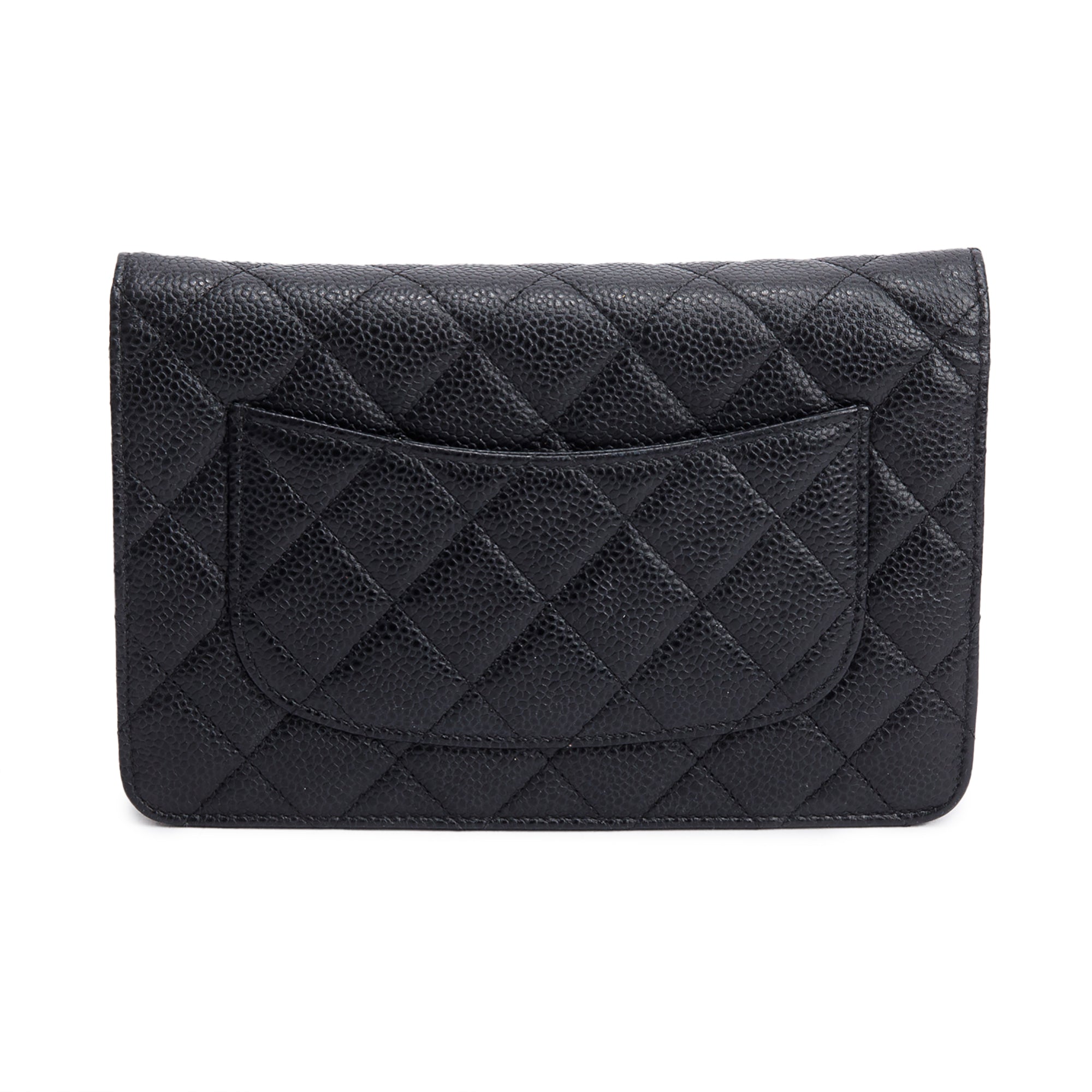 Chanel Black Quilted Caviar Leather Classic Wallet on Chain w/ Box & Authenticity Card