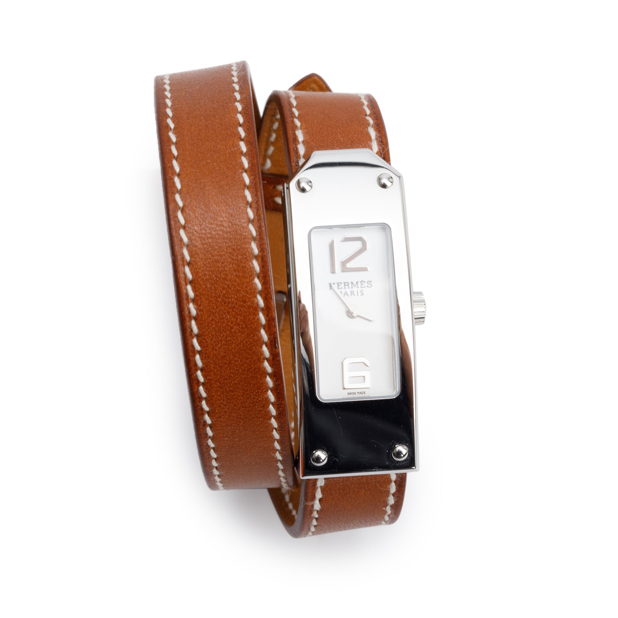 Hermes Stainless Steel Kelly 2 Double Tour Watch w/ Box