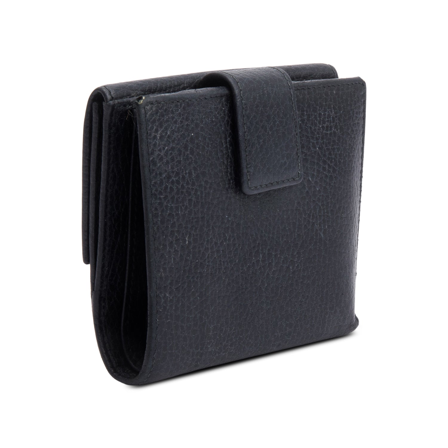 Gucci Black Calfskin Leather Double G French Flap Wallet w/ Box