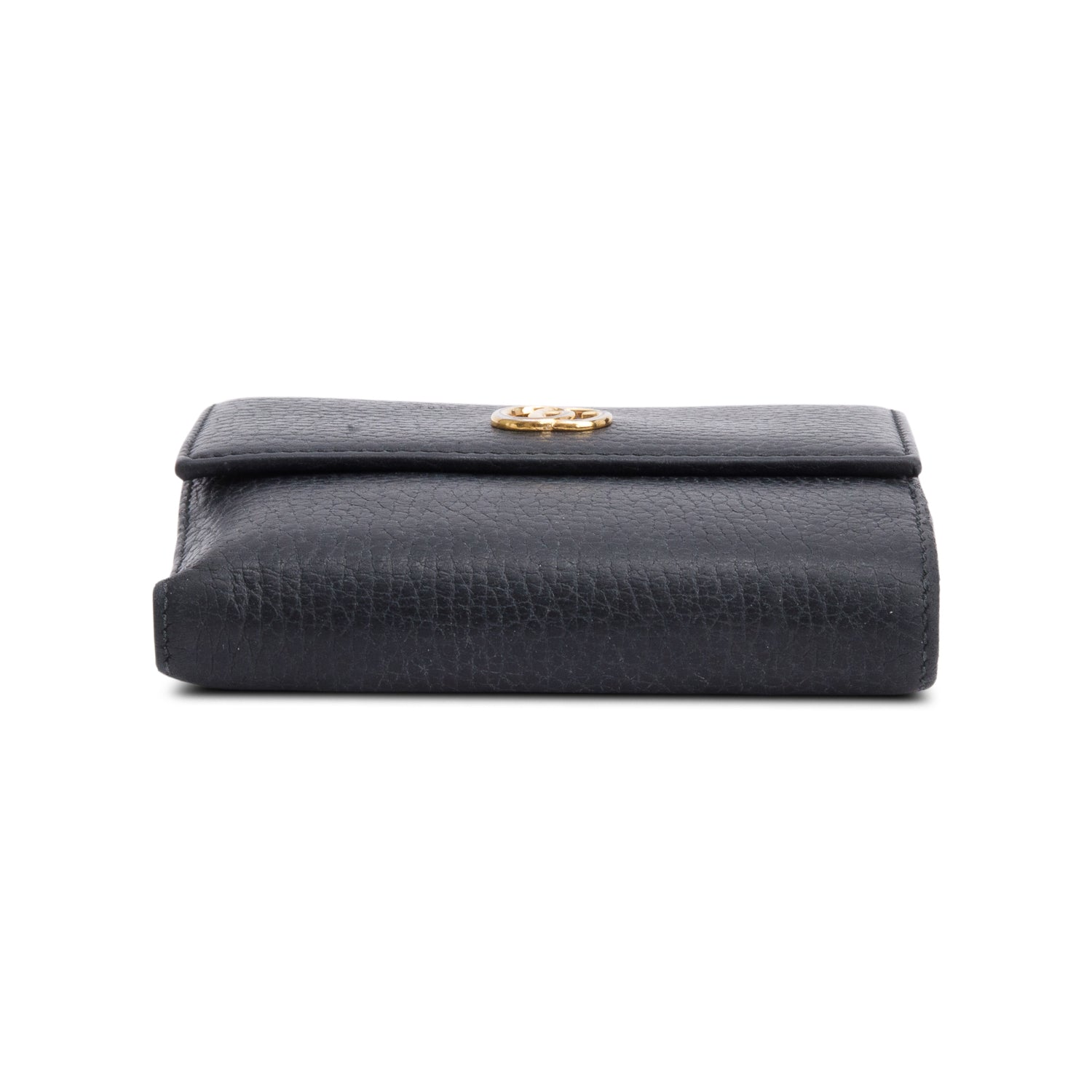 Gucci Black Calfskin Leather Double G French Flap Wallet w/ Box