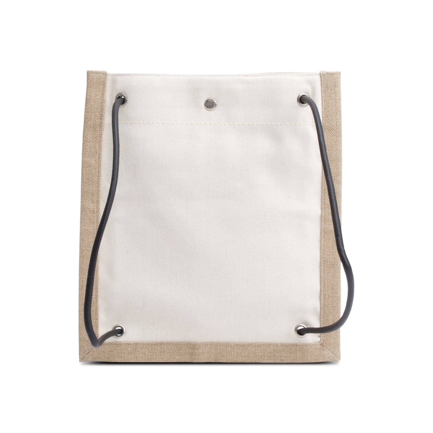 Saint Laurent Beige Linen Calfskin Rive Gauche Drawstring Backpack