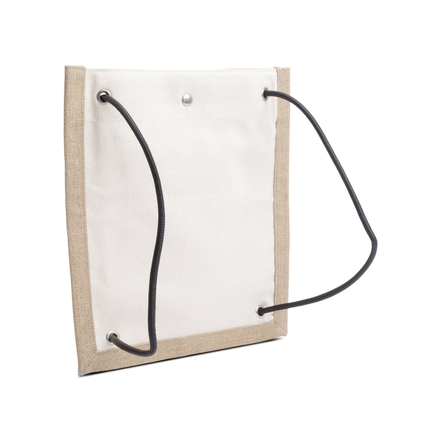 Saint Laurent Beige Linen Calfskin Rive Gauche Drawstring Backpack
