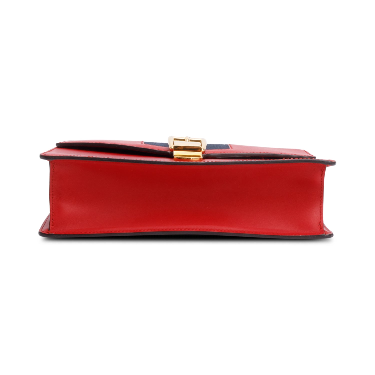 Gucci Red Calfskin Leather Web Small Sylvie Shoulder Bag