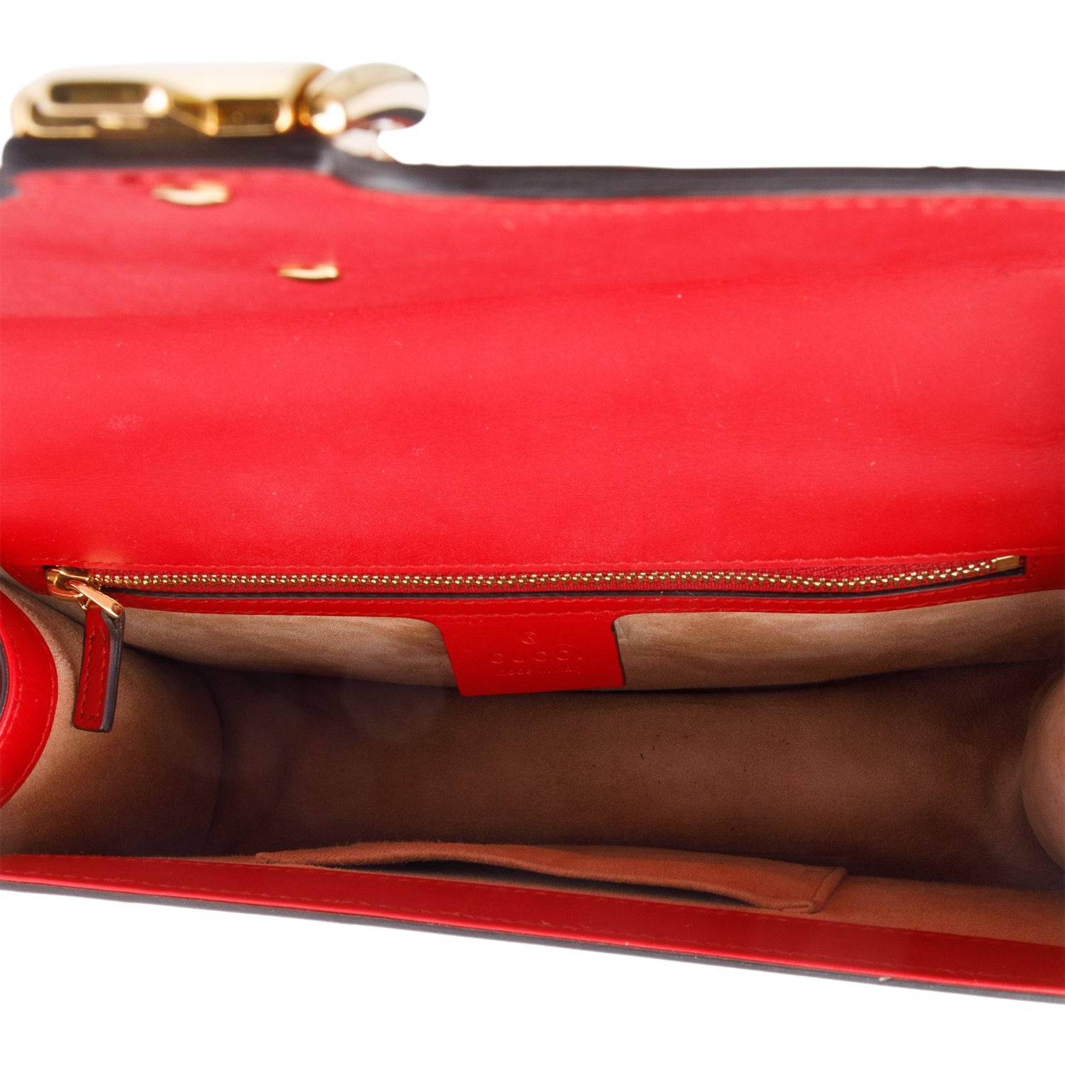 Gucci Red Calfskin Leather Web Small Sylvie Shoulder Bag