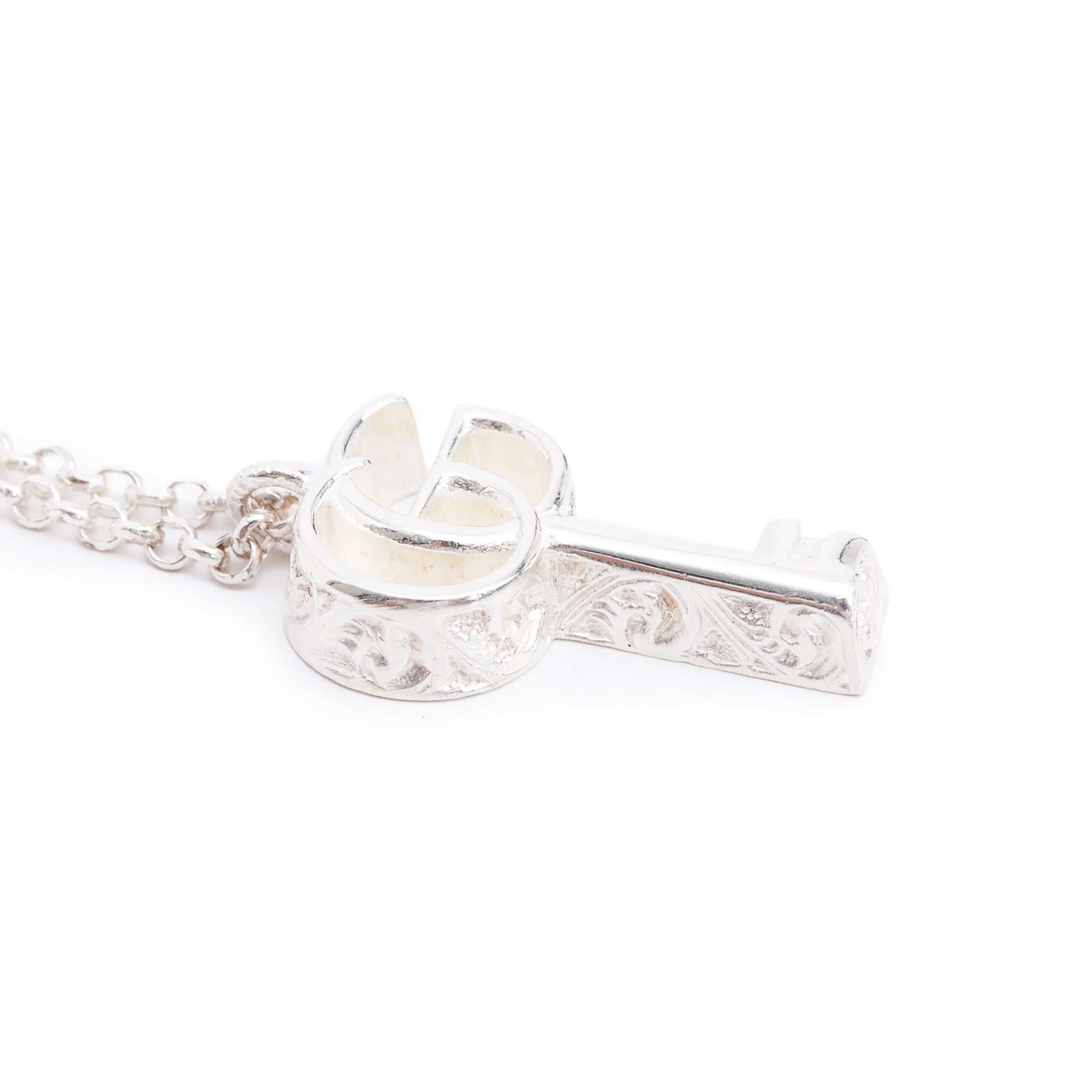 Gucci Sterling Silver GG Marmont Key Charm Necklace