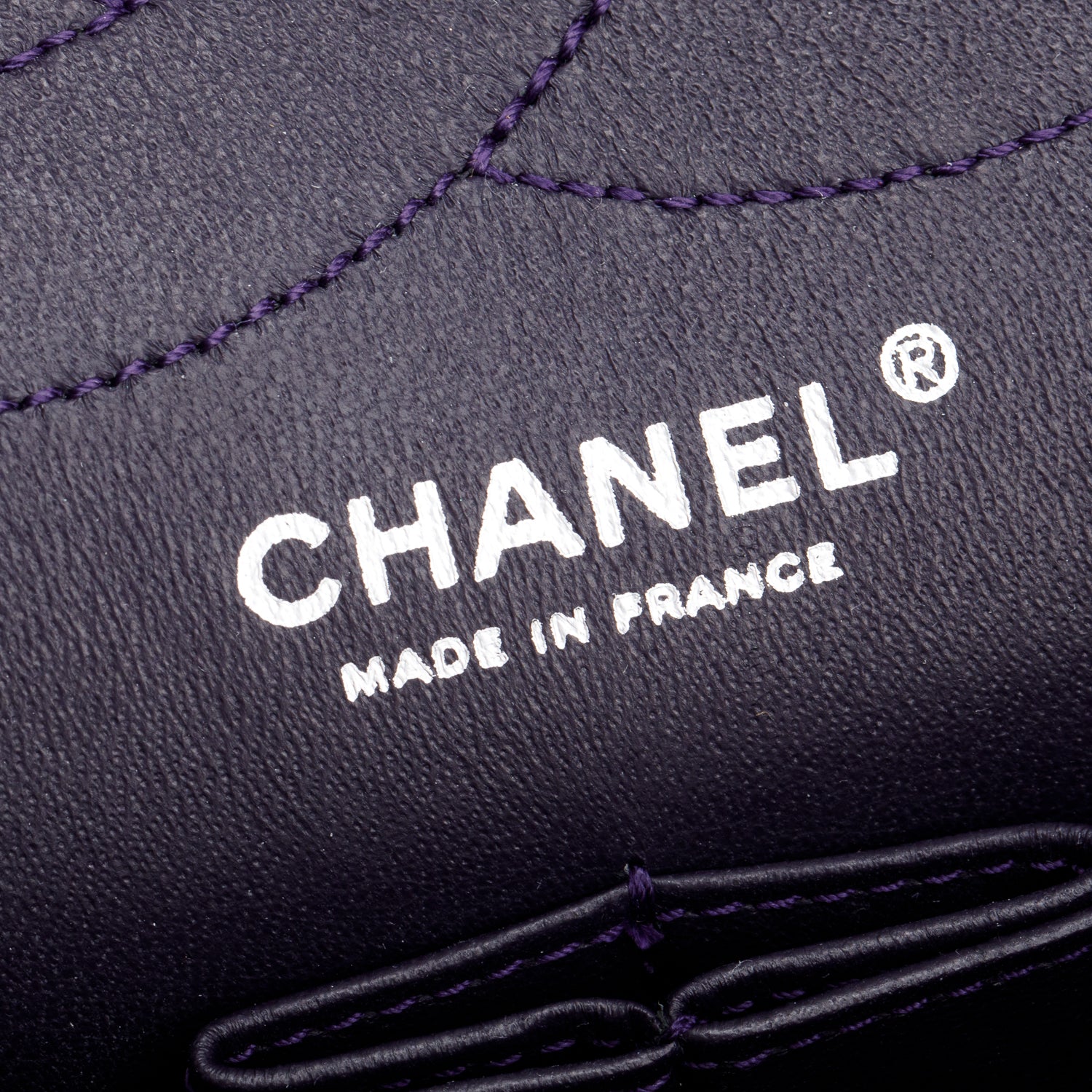 Chanel Purple Quilted Calfskin Leather 2.55 Reissue 227 Double Flap Bag w/ Authenticity Card