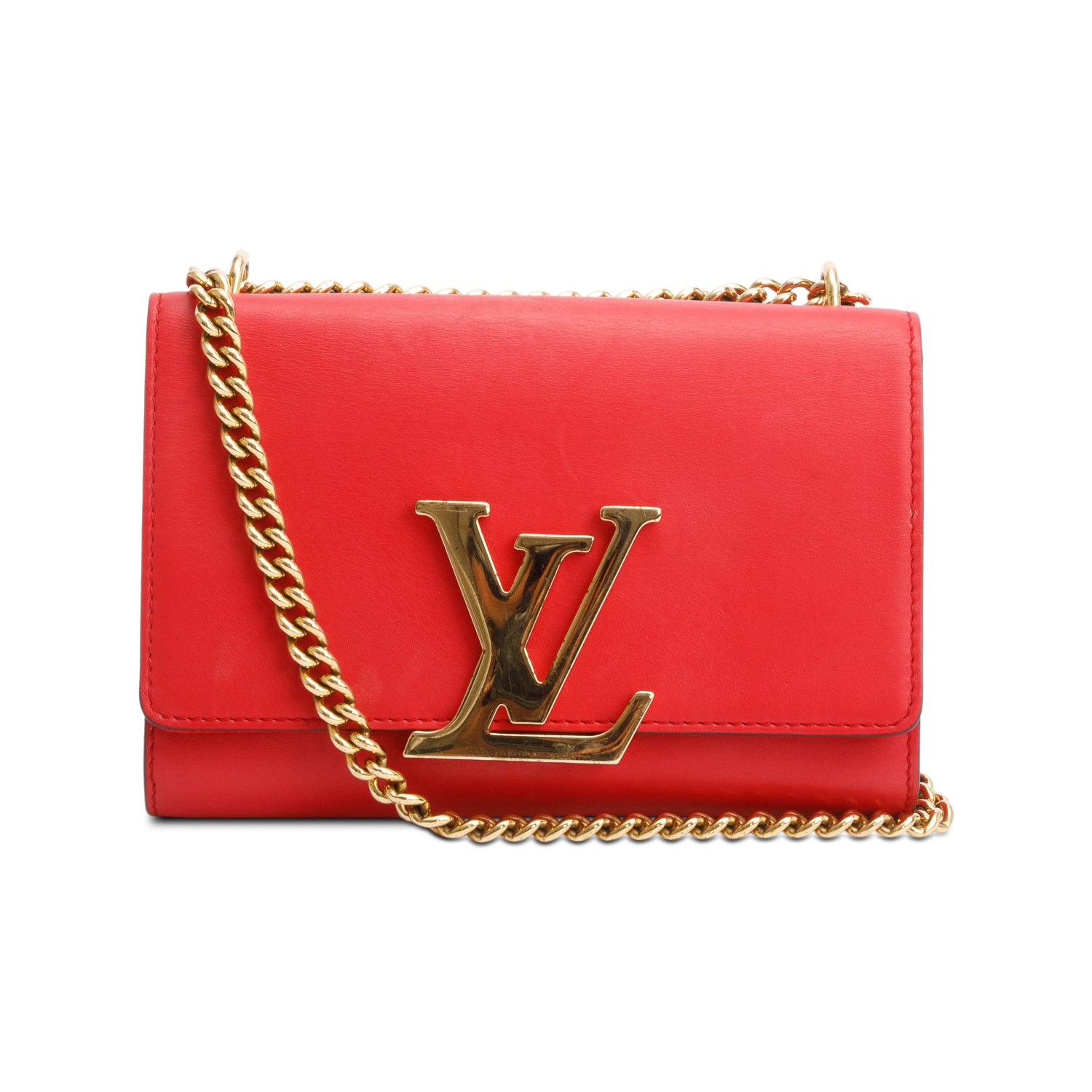 Louis Vuitton Red Calfskin Louise Chain Clutch MM