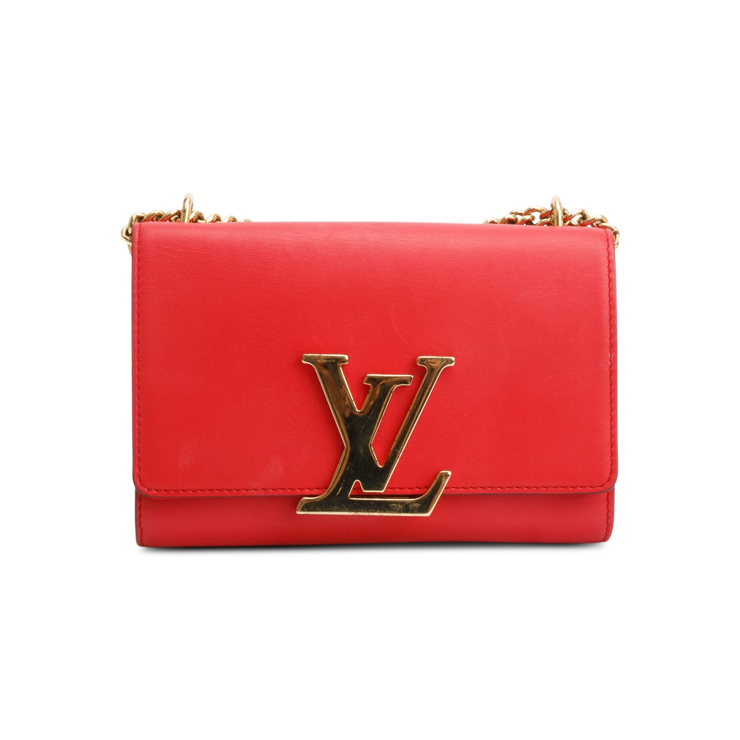 Louis Vuitton Red Calfskin Louise Chain Clutch MM