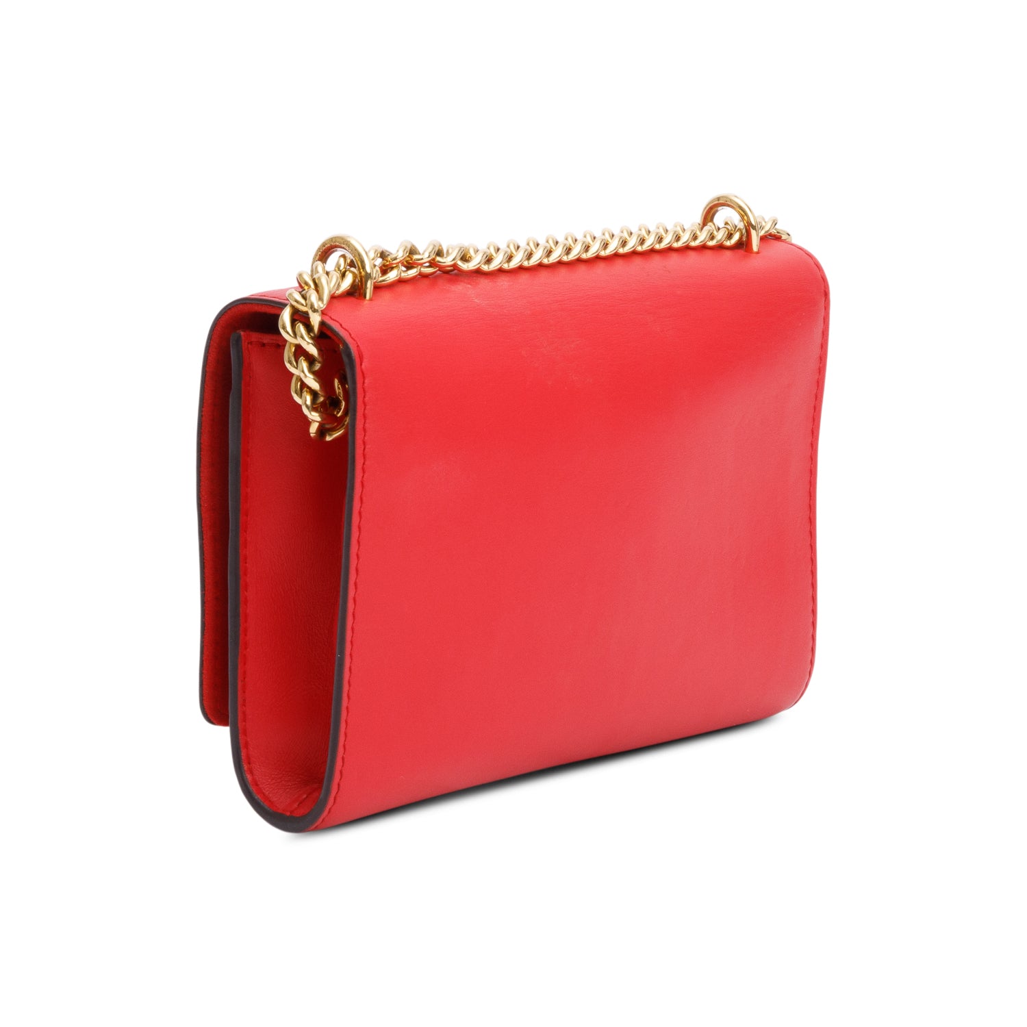 Louis Vuitton Red Calfskin Louise Chain Clutch MM
