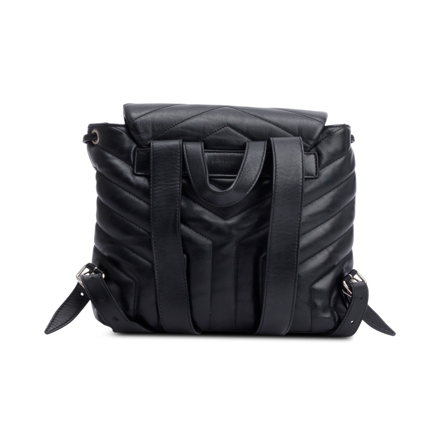 Saint Laurent Black Y Quilted Calfskin Leather Small Loulou Backpack