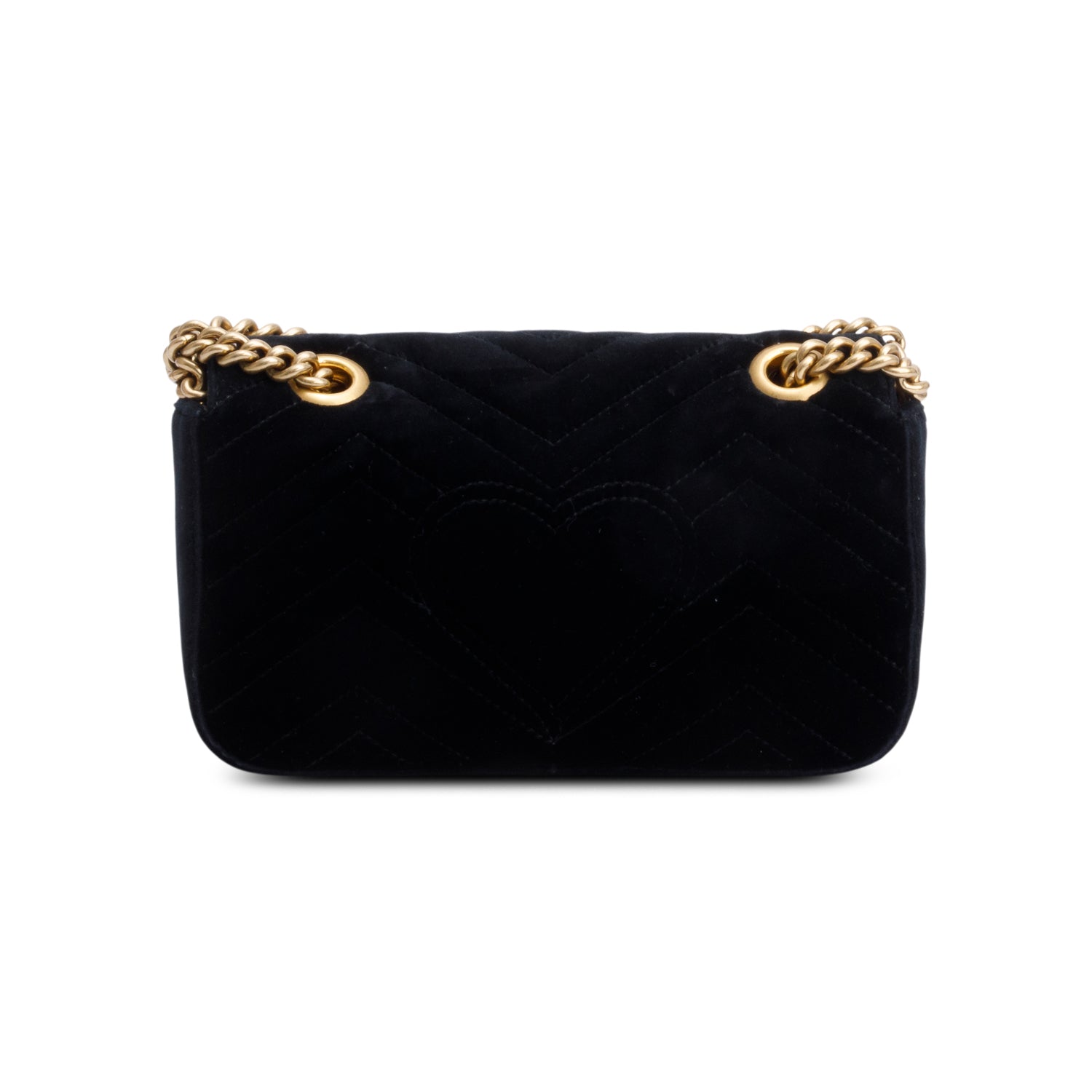 Gucci Black Velvet Matelasse GG Marmont Mini Shoulder Bag