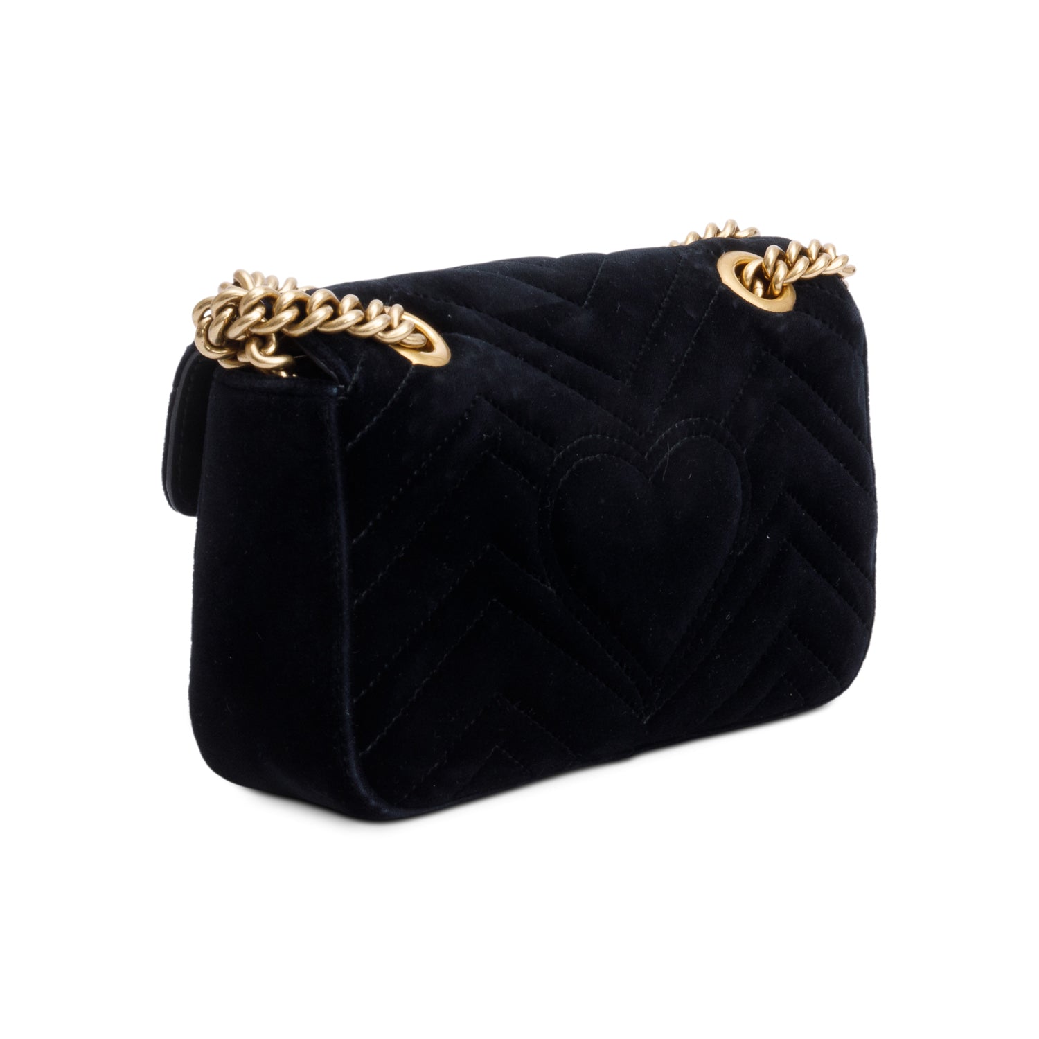 Gucci Black Velvet Matelasse GG Marmont Mini Shoulder Bag