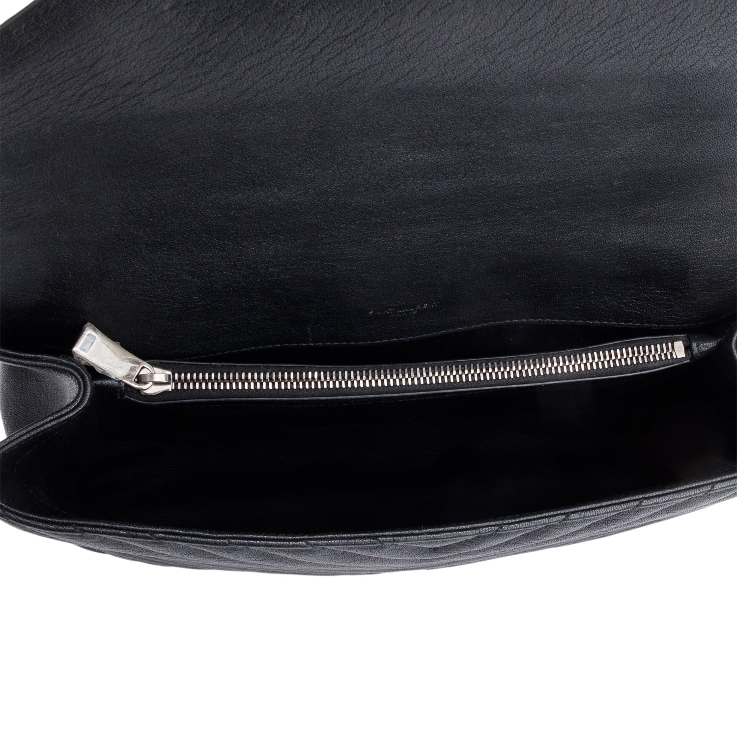 Saint Laurent Black Chevron Leather Large Chevron College Bag