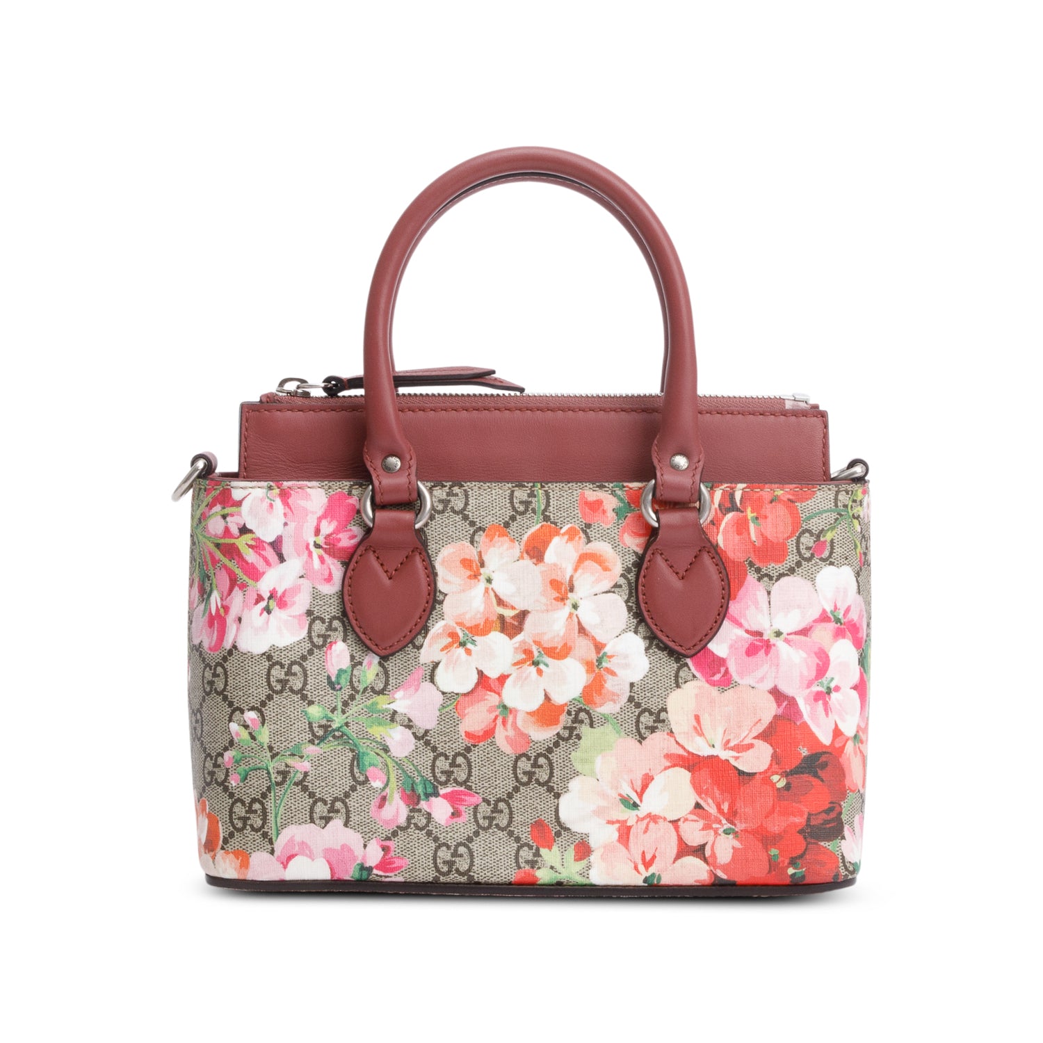 Gucci GG Supreme Blooms Small Top Handle Bag w/ Strap