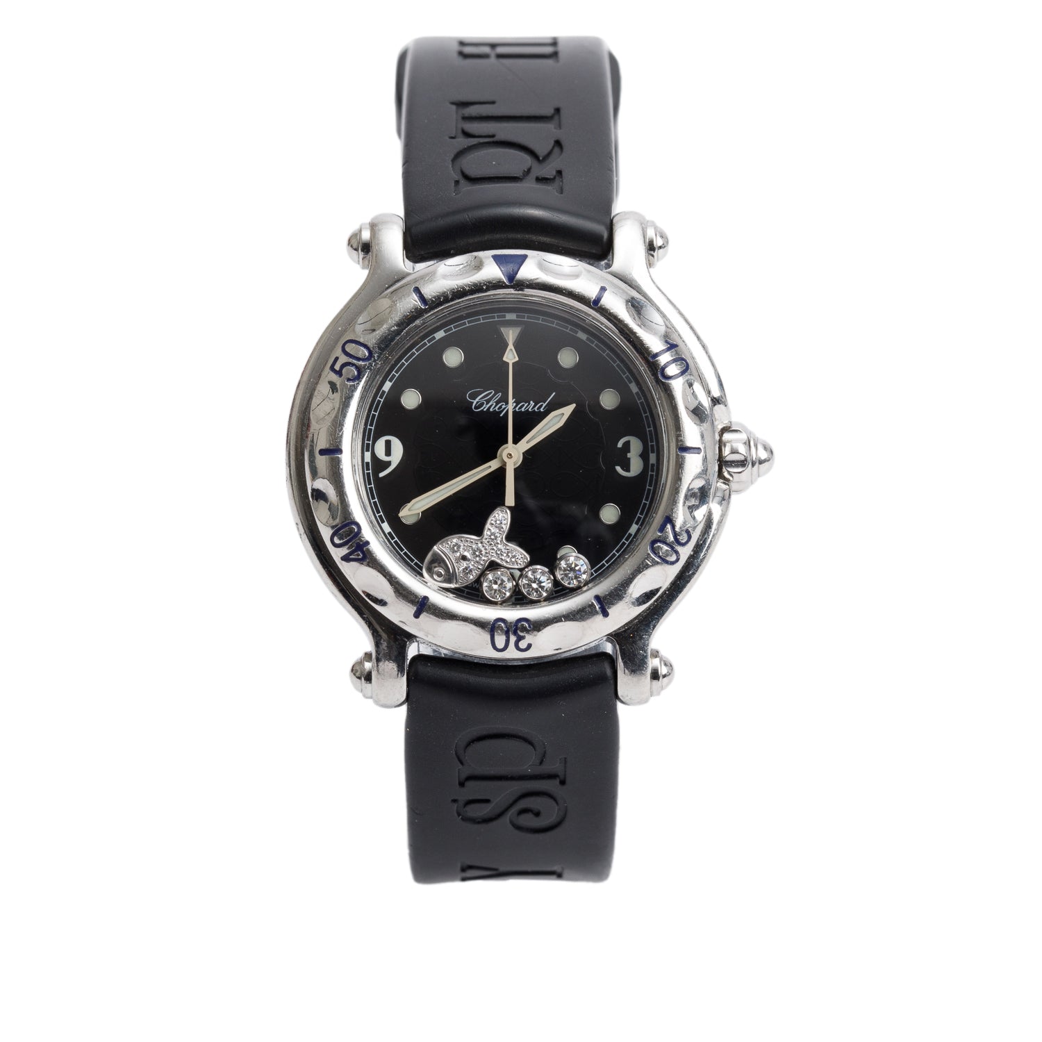 Chopard Stainless Steel Diamond Happy Fish 32 MM Quartz Watch w/ Box & Papers