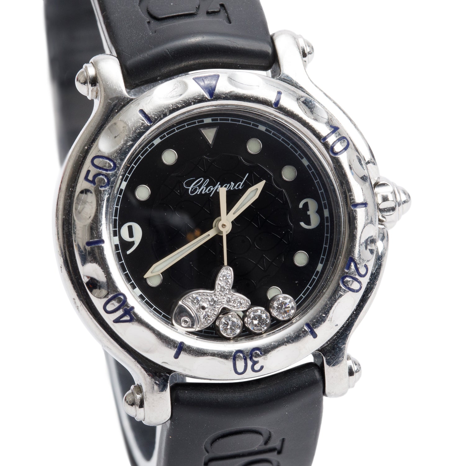 Chopard Stainless Steel Diamond Happy Fish 32 MM Quartz Watch w/ Box & Papers