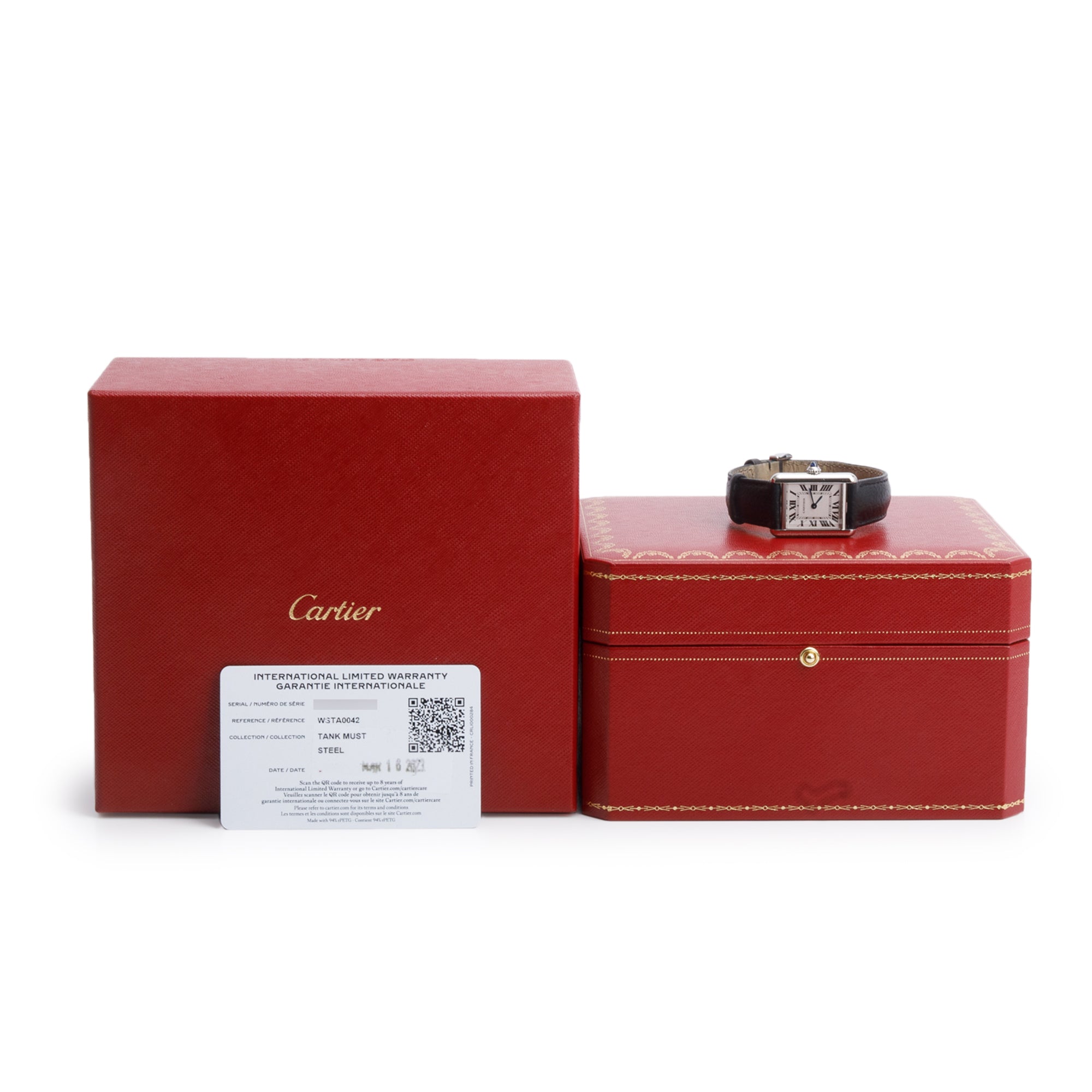 Cartier 2023 Stainless Steel Tank Must de Cartier Quartz Watch, Small Model 4322 w/ Box & Papers