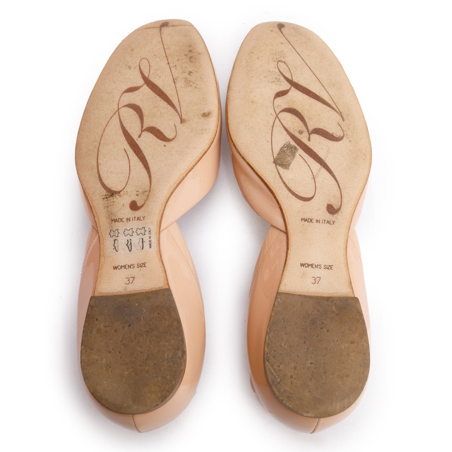 Roger VIvier Beige Patent Leather Belle Vivier Ballerina, Size 37 w/ Box