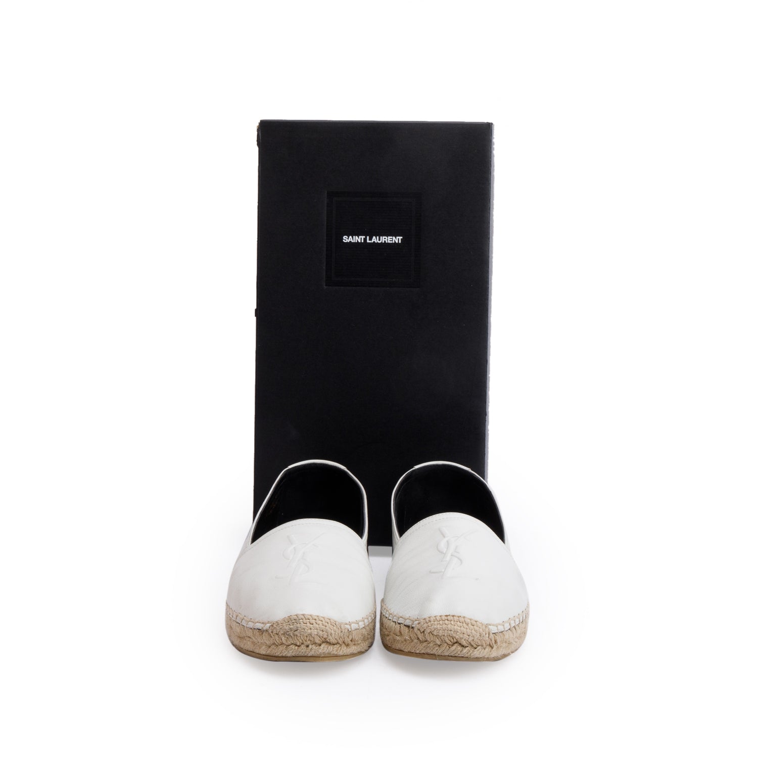 Saint Laurent White Lambskin Leather Espadrilles, Size 40 w/ Box