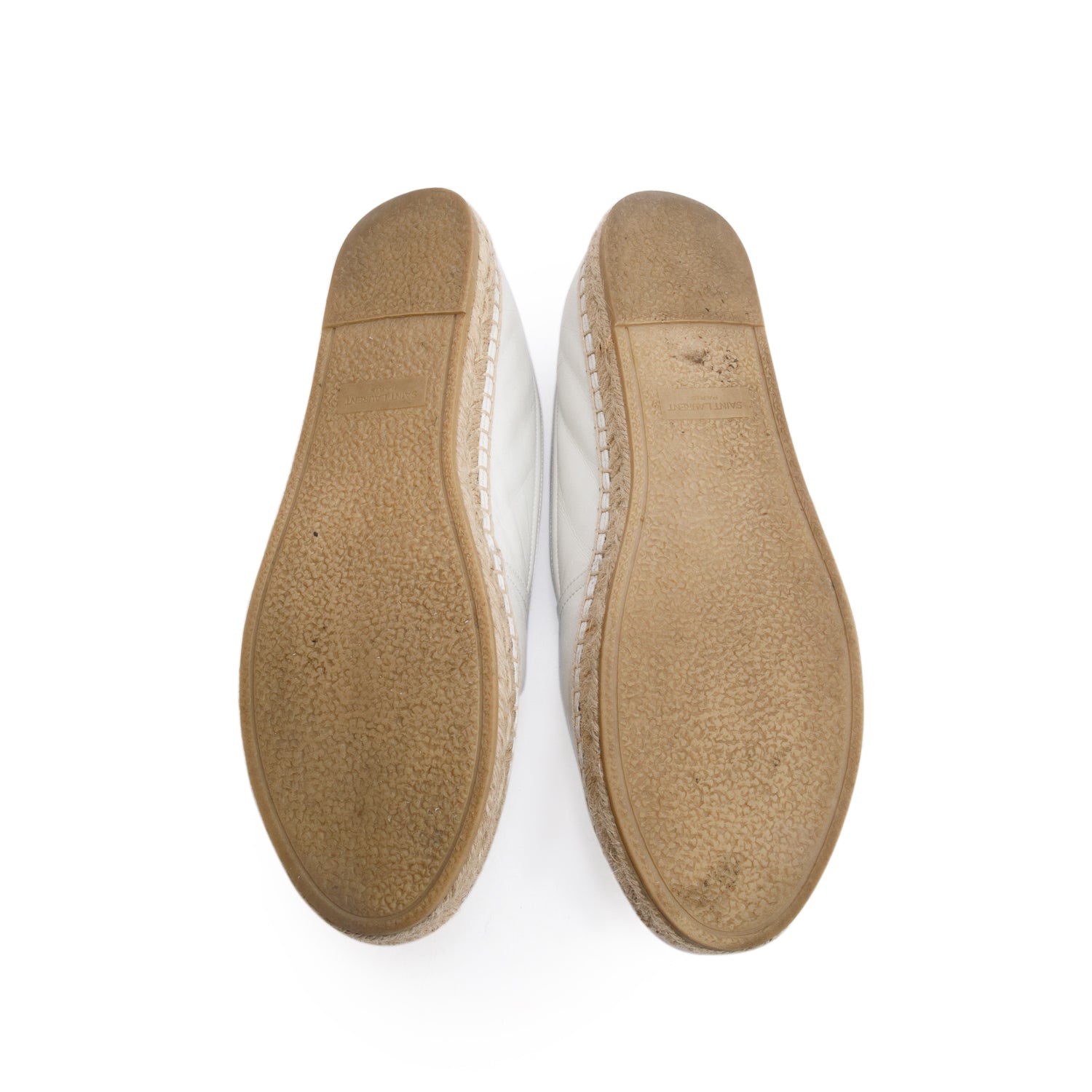 Saint Laurent White Lambskin Leather Espadrilles, Size 40 w/ Box