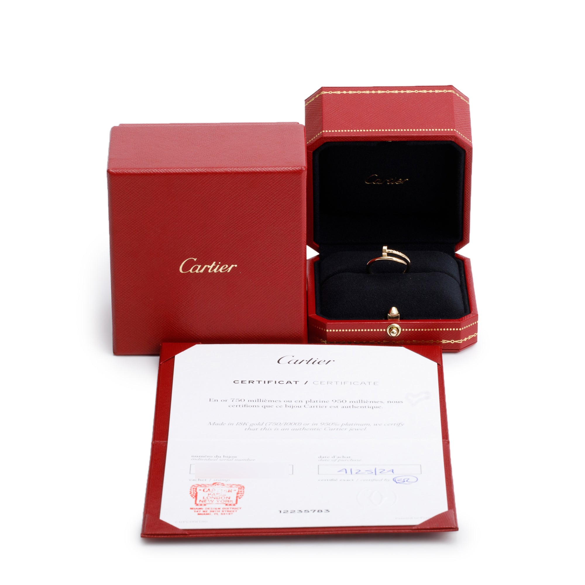 Cartier 2024 18k Yellow Gold Juste Un Clou Ring, Small Model, Size 49 4.75 w/ Box & Certificate